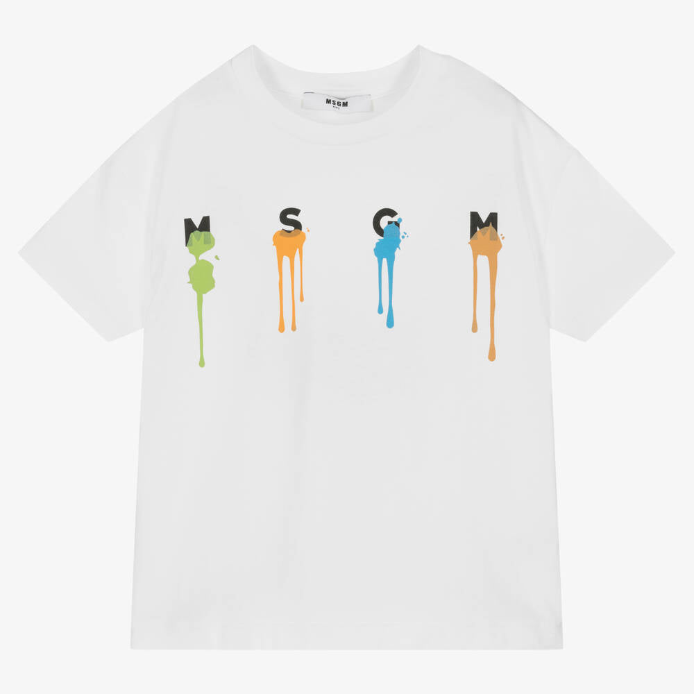 Boys & Girls White Logo Cotton T-Shirt