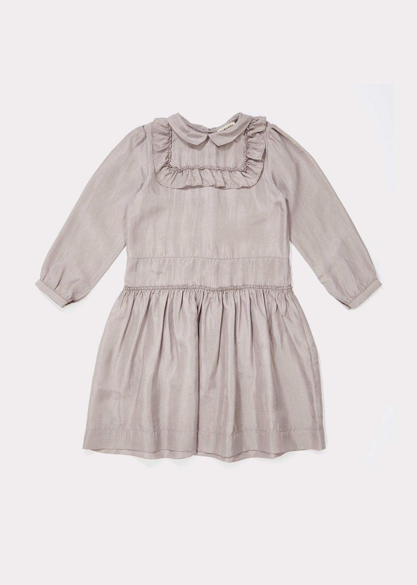 Girls Light Grey Waist Silk Dress