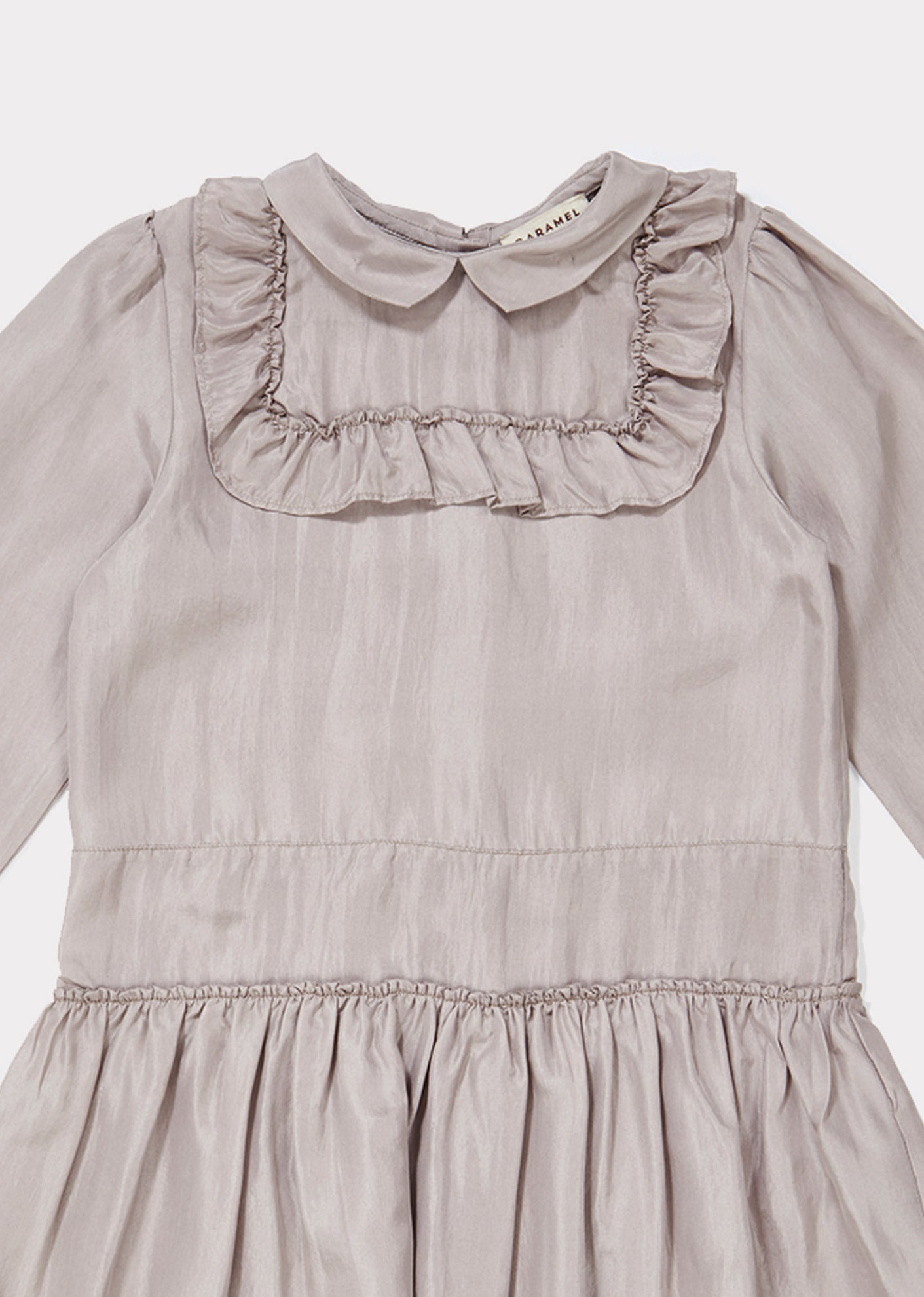 Girls Light Grey Waist Silk Dress