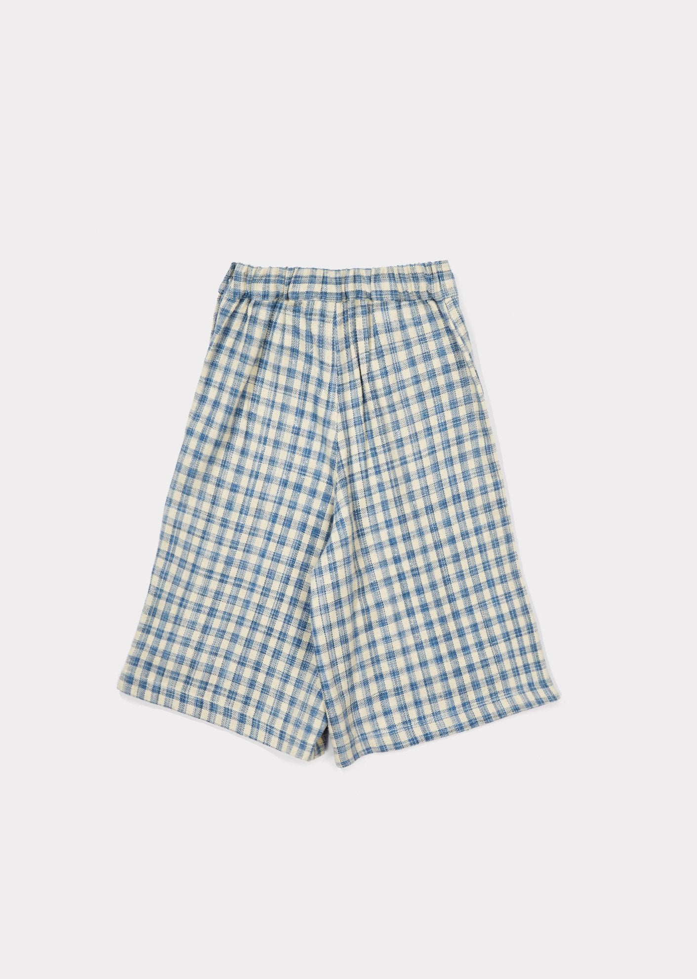 Girls Blue Check Silk Woven Trousers