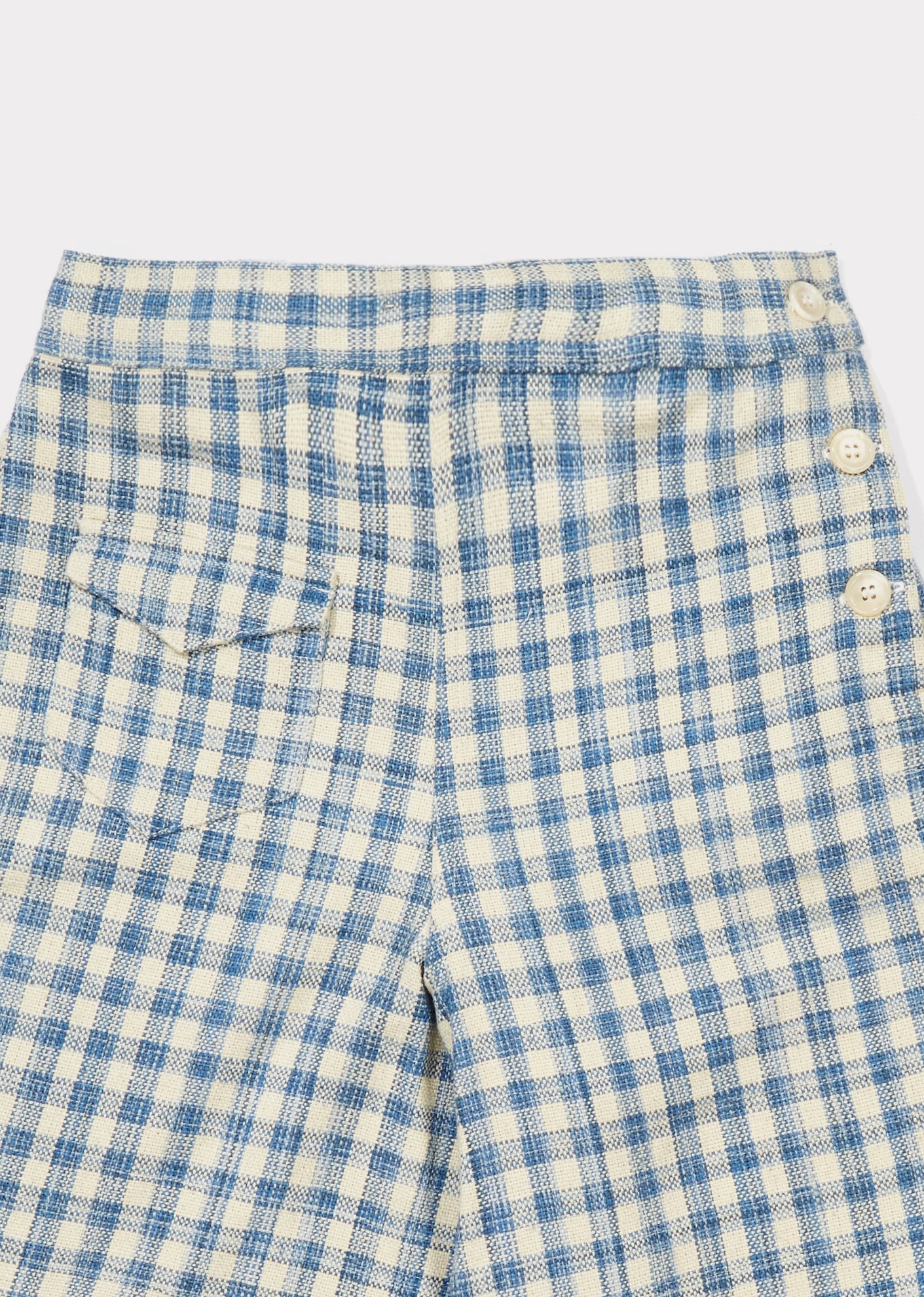 Girls Blue Check Silk Woven Trousers