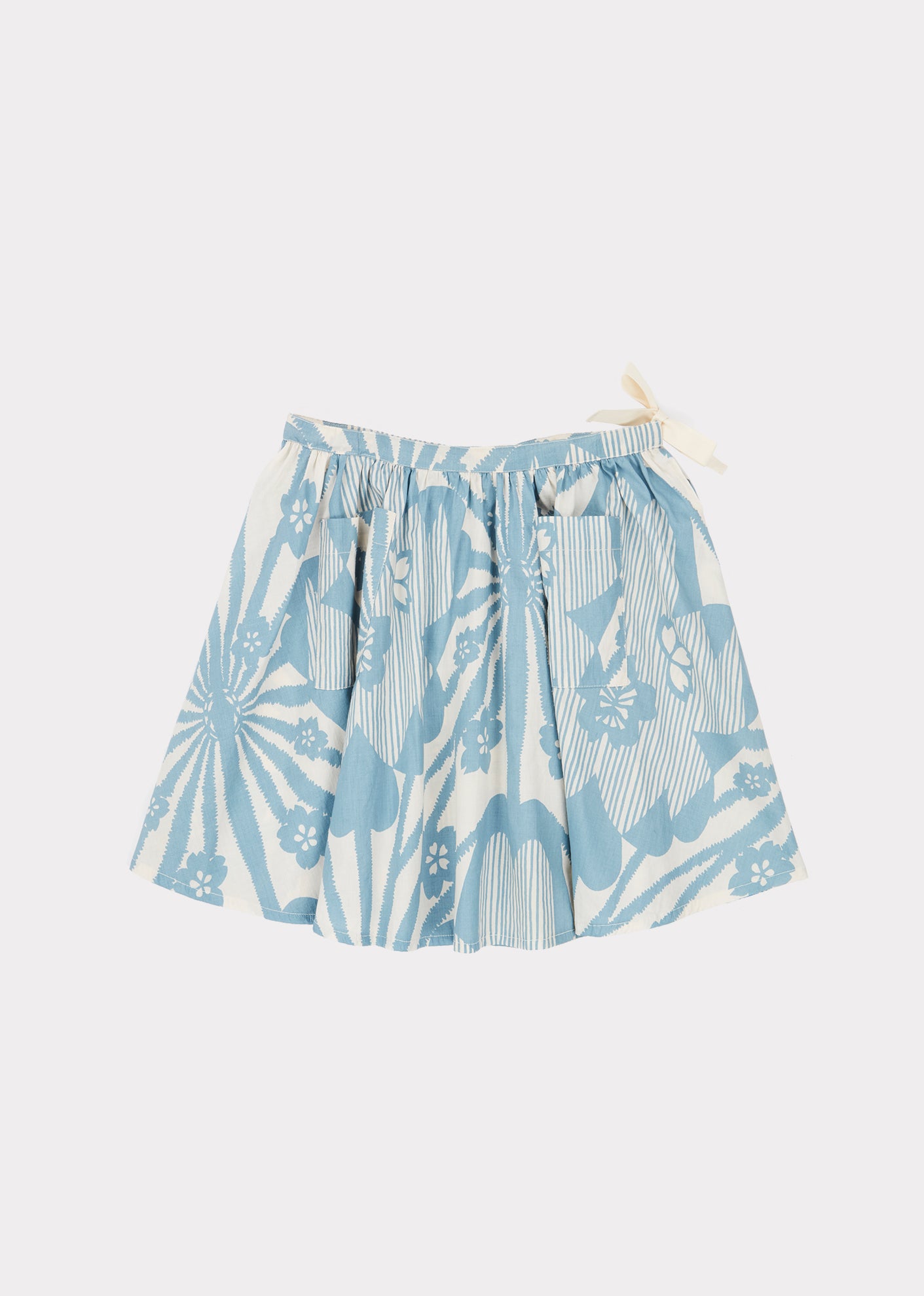 Girls Blue Flowers Print Cotton Skirt