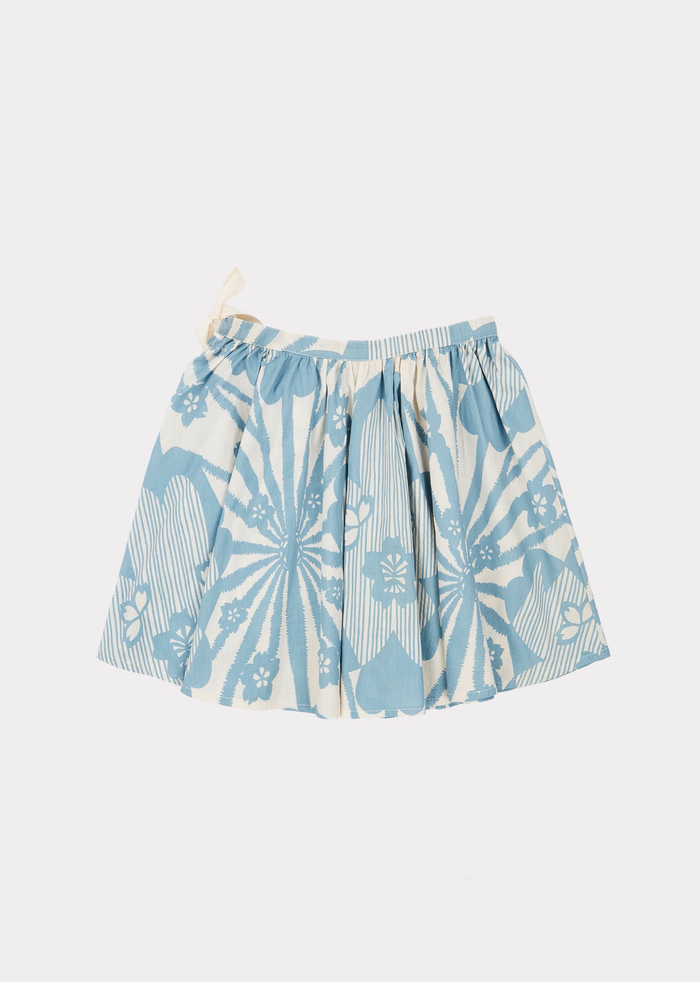 Girls Blue Flowers Print Cotton Skirt