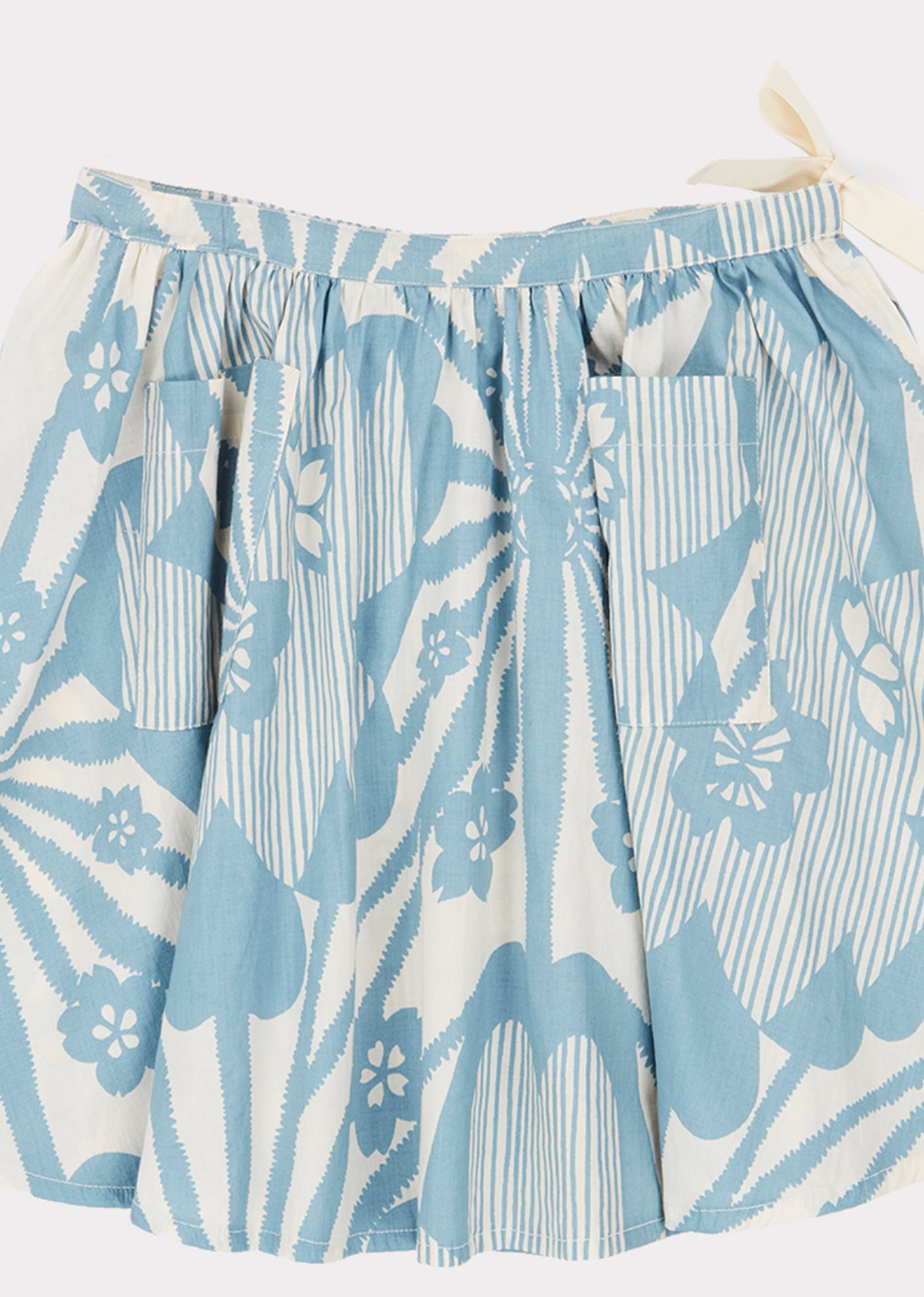 Girls Blue Flowers Print Cotton Skirt