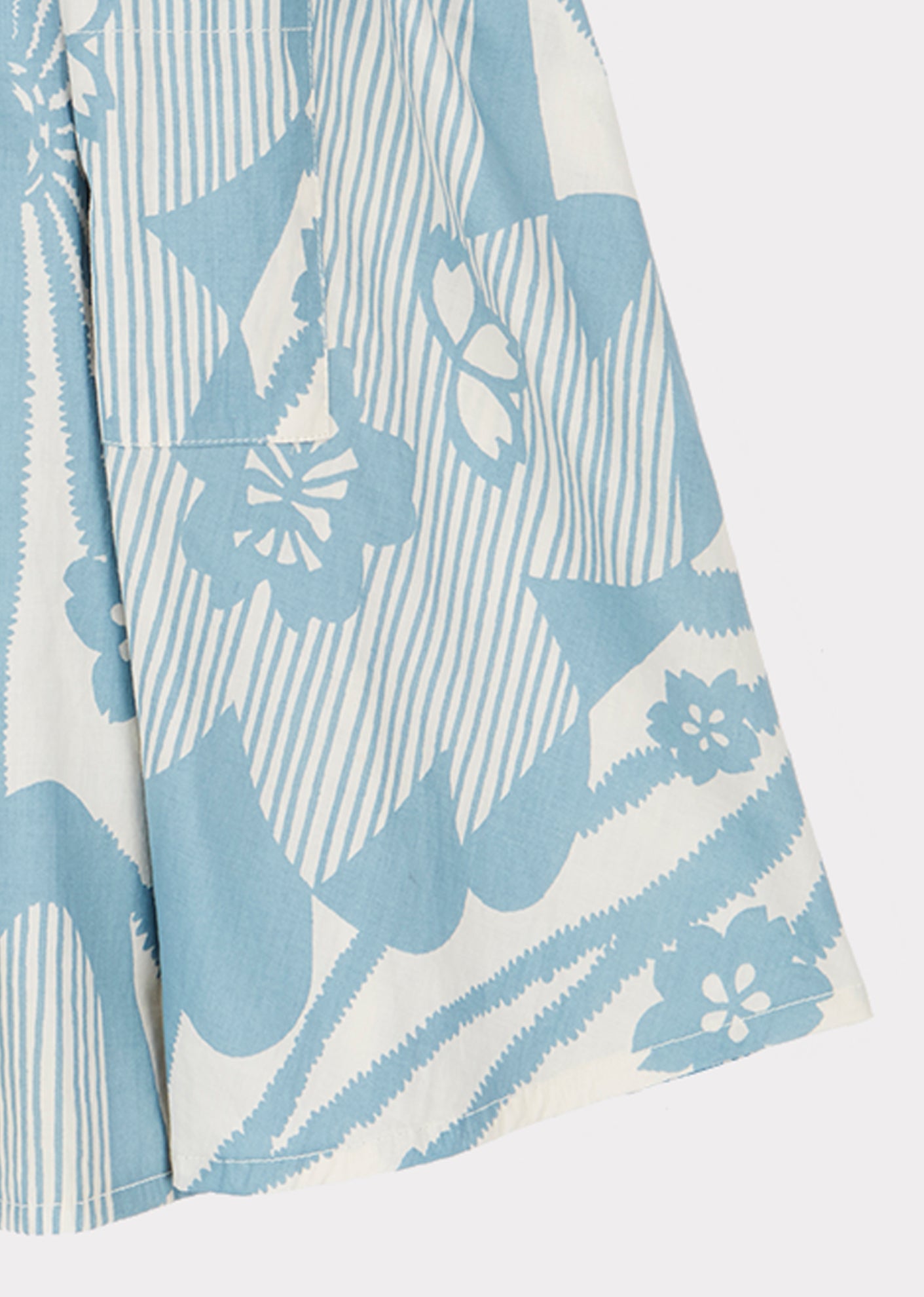 Girls Blue Flowers Print Cotton Skirt