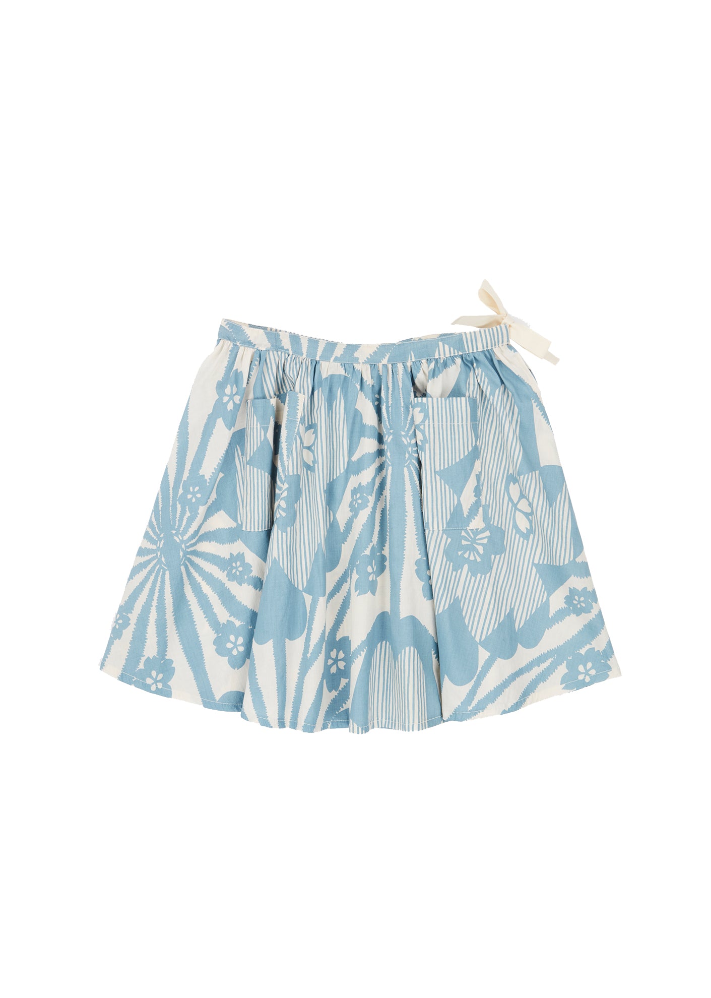 Girls Blue Flowers Print Cotton Skirt