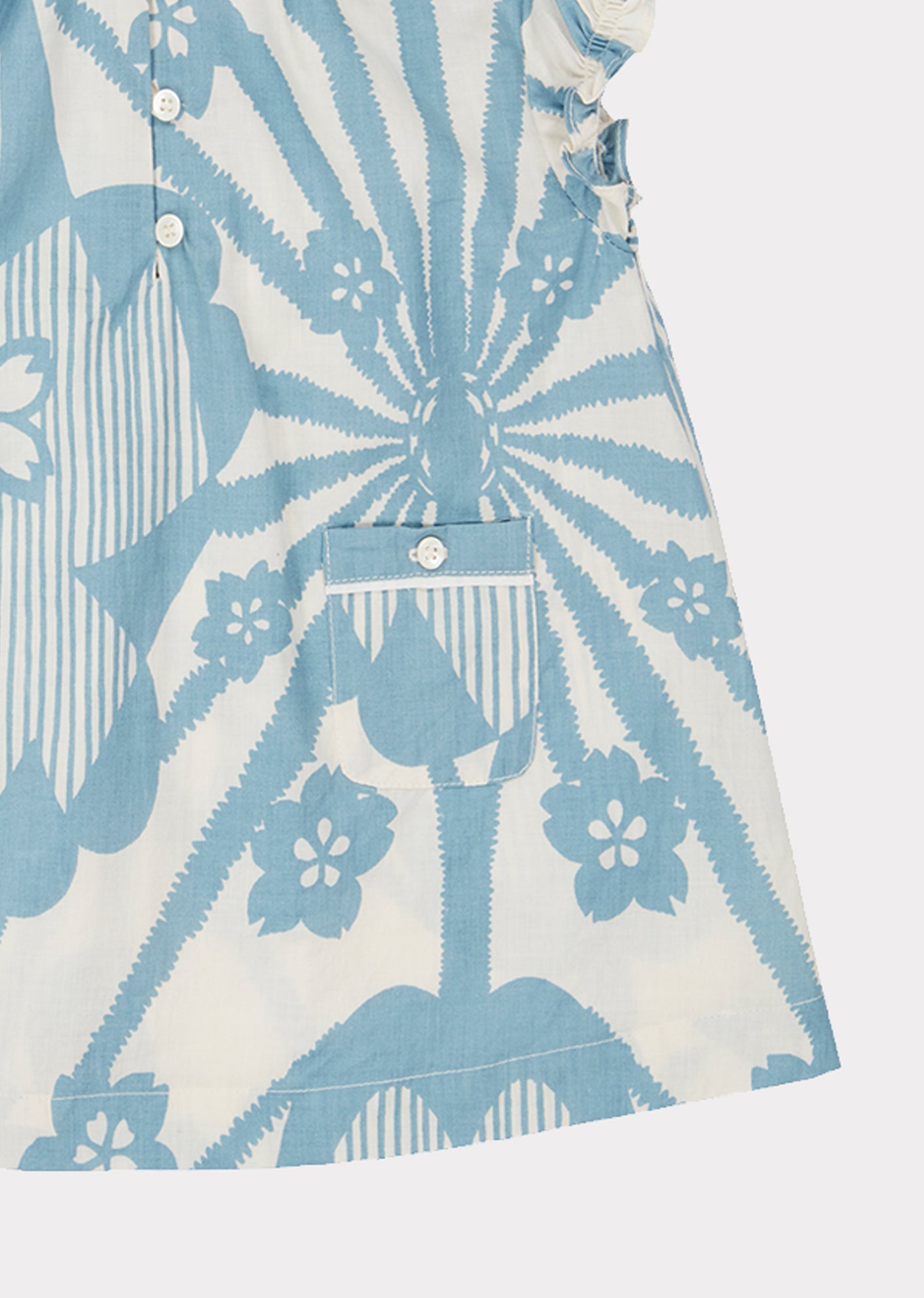 Baby Girls Blue Flowers Print Cotton Dress