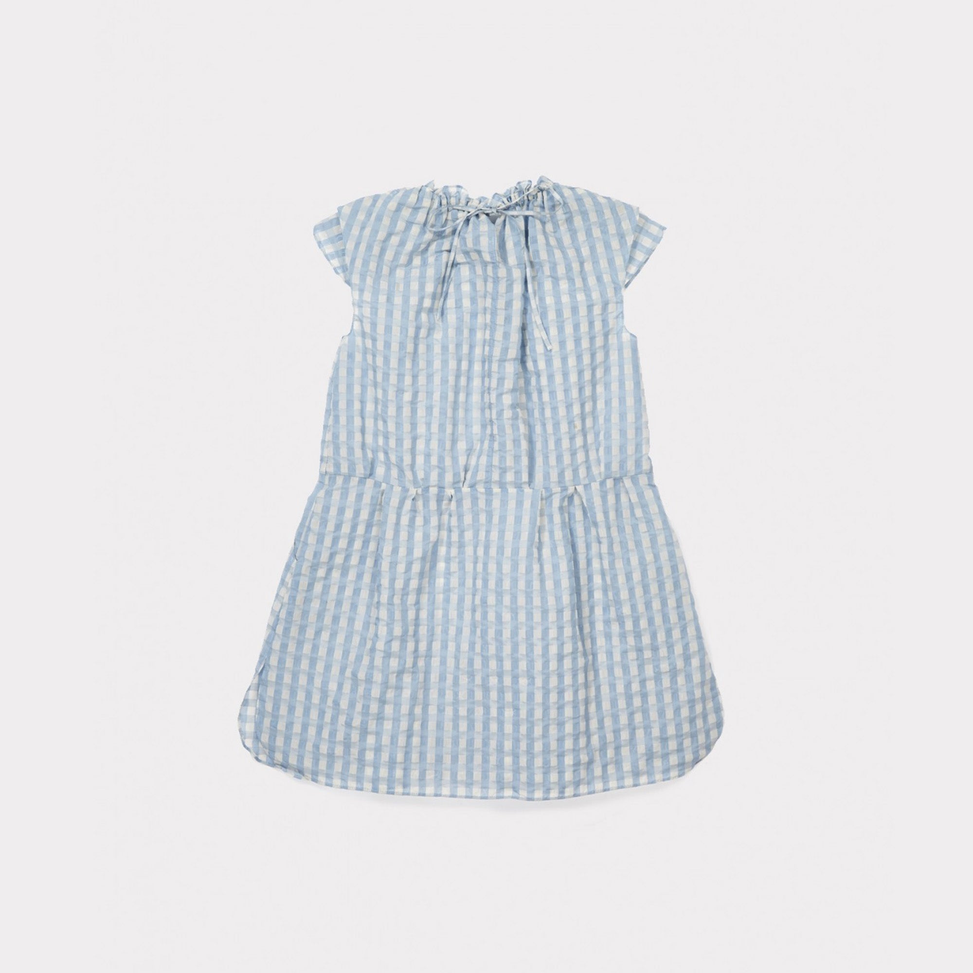 Girls Pale Blue Check Woven Dress