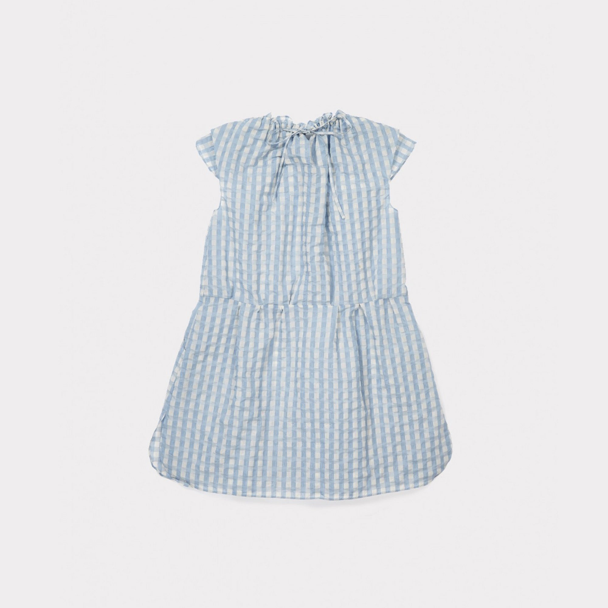 Girls Pale Blue Check Woven Dress