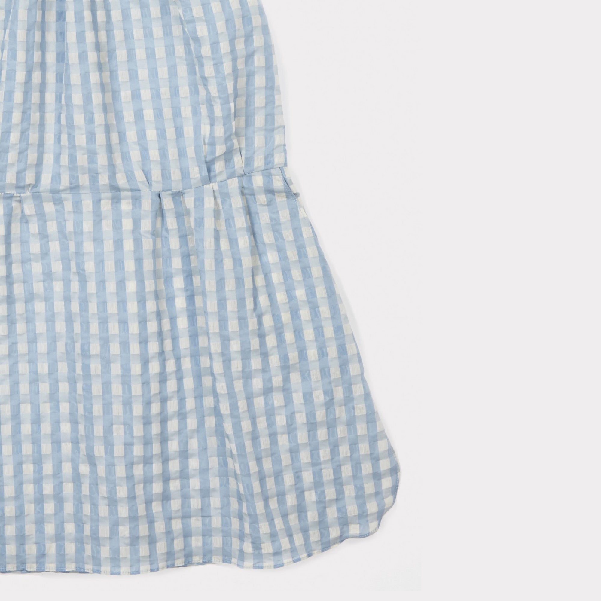 Girls Pale Blue Check Woven Dress