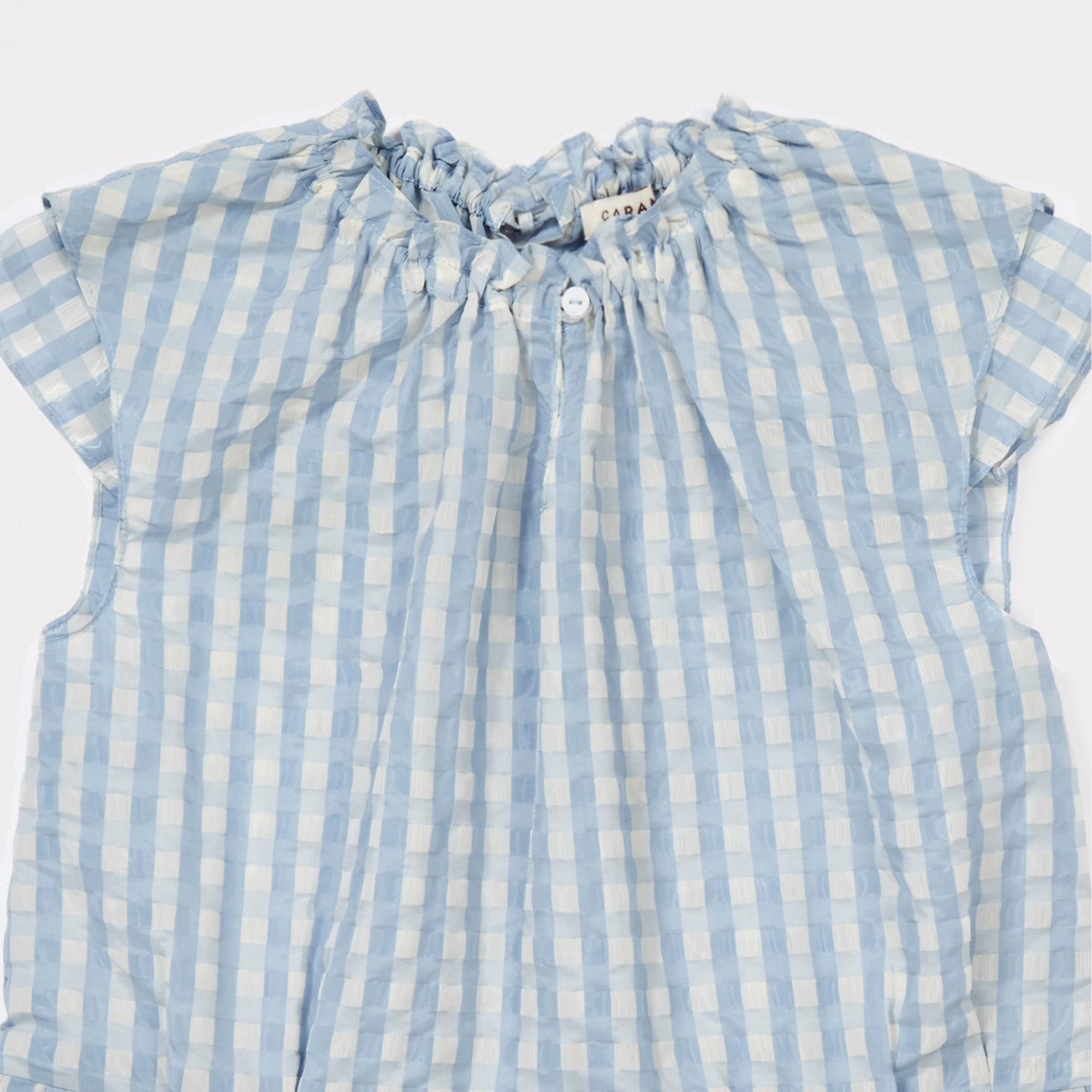 Girls Pale Blue Check Woven Dress