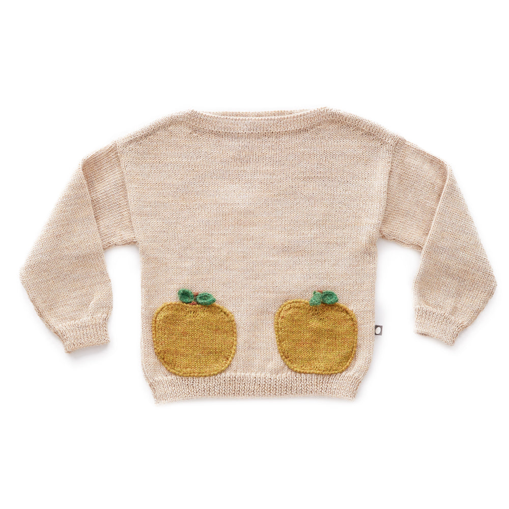 Baby Girls Beige & Mustard Baby Alpaca Sweater