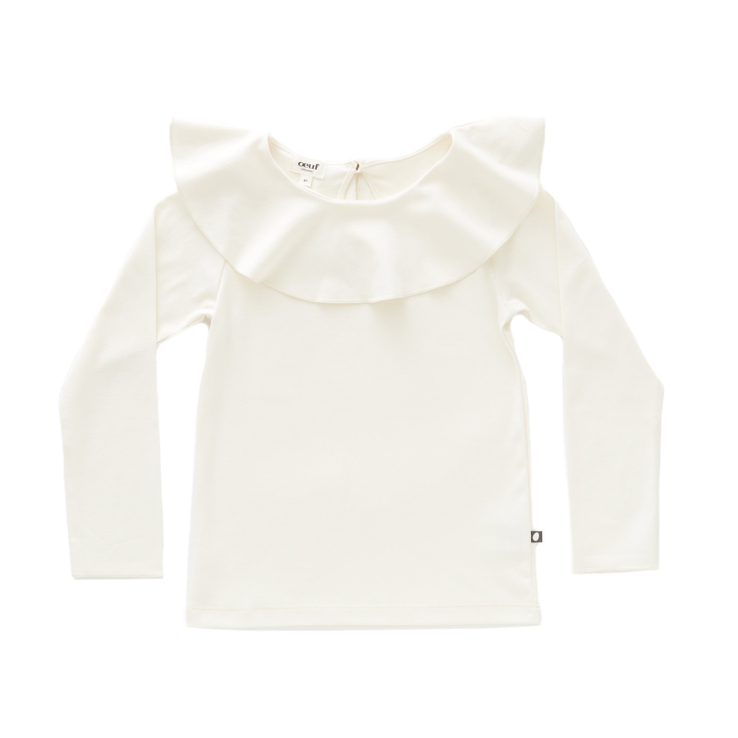 Girls White Ruffle Collar Cotton Shirt
