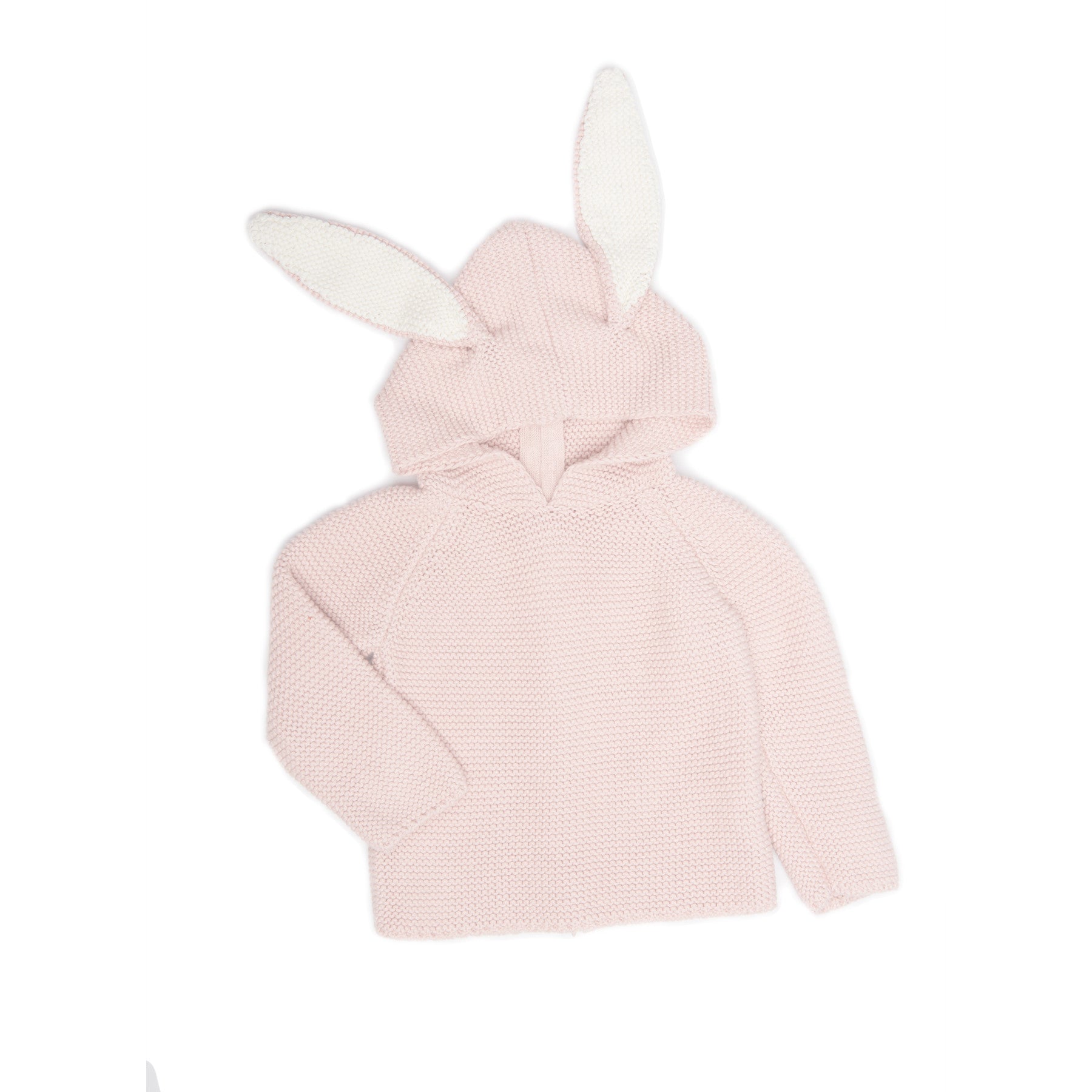 Baby Light Pink Hooded Bunny Trims Sweater