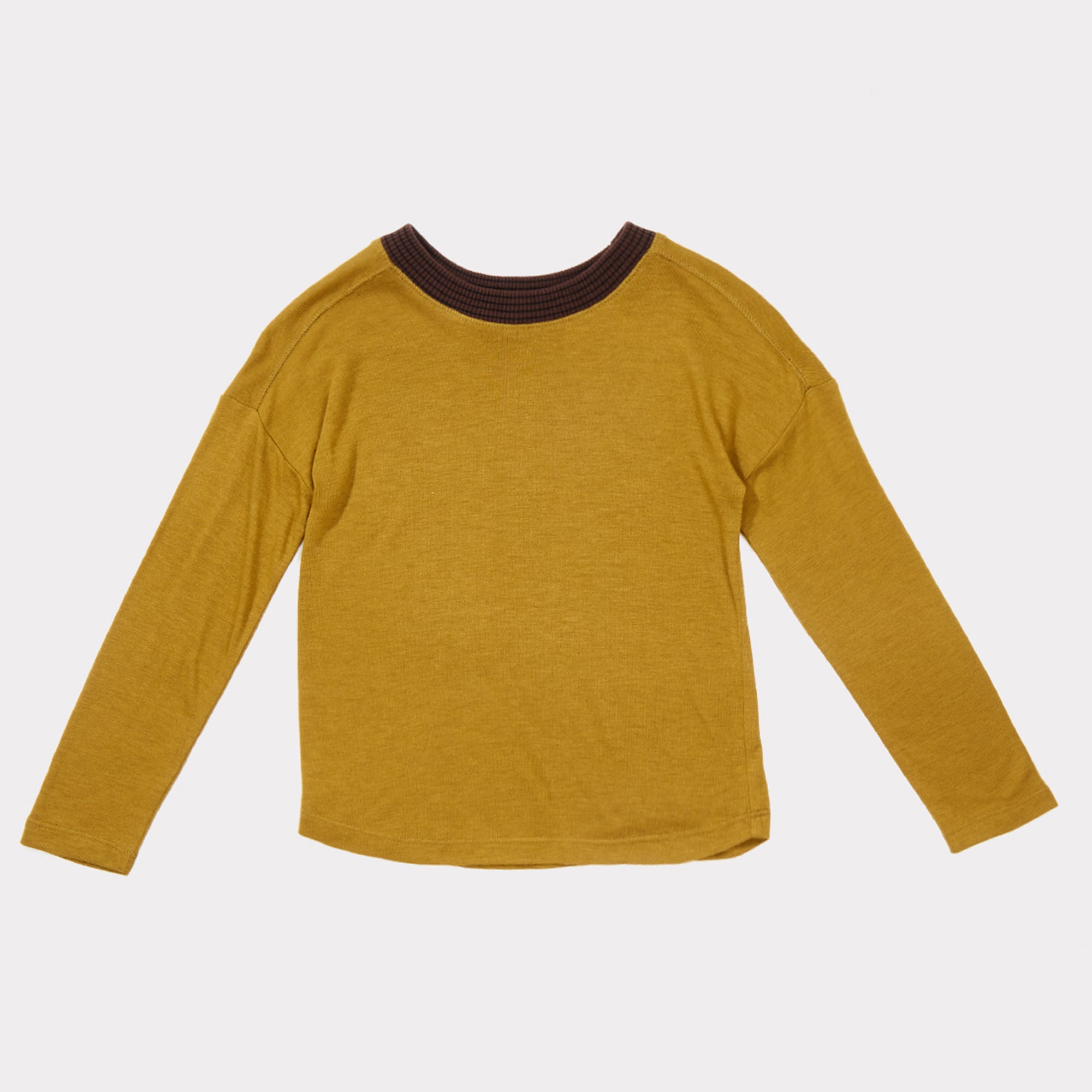 Boys & Girls Ochre Cotton Long Sleeves T-shirt