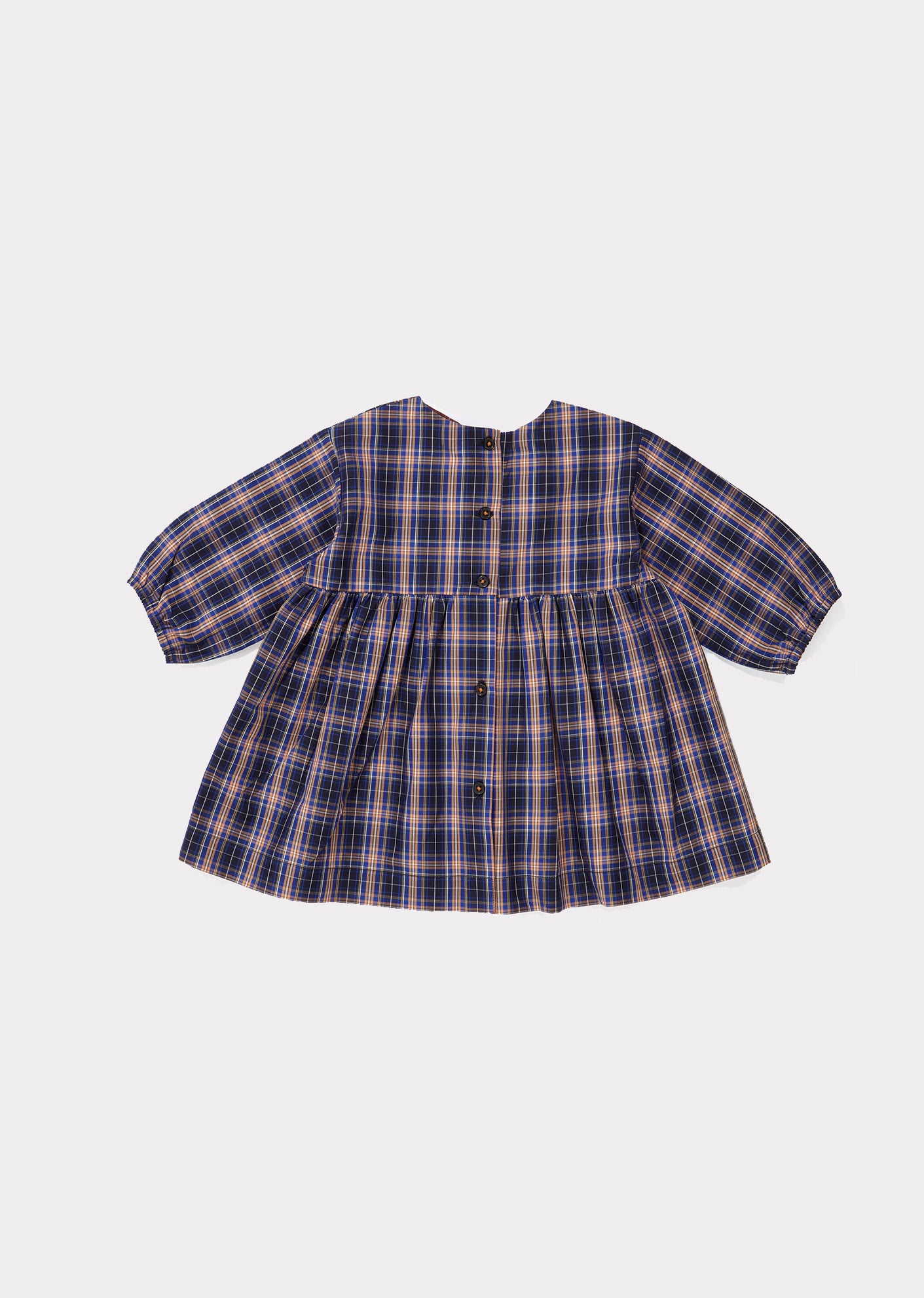 Baby Girls Navy Check Cotton Dress