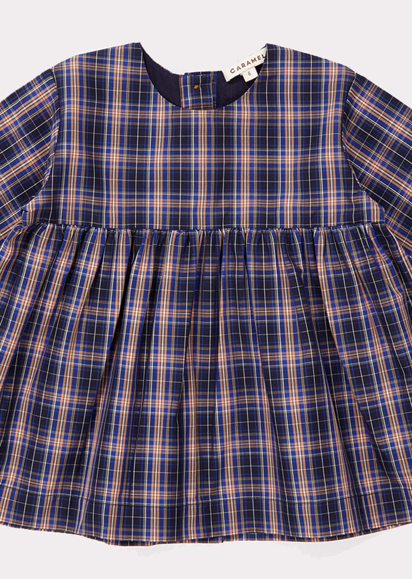 Baby Girls Navy Check Cotton Dress
