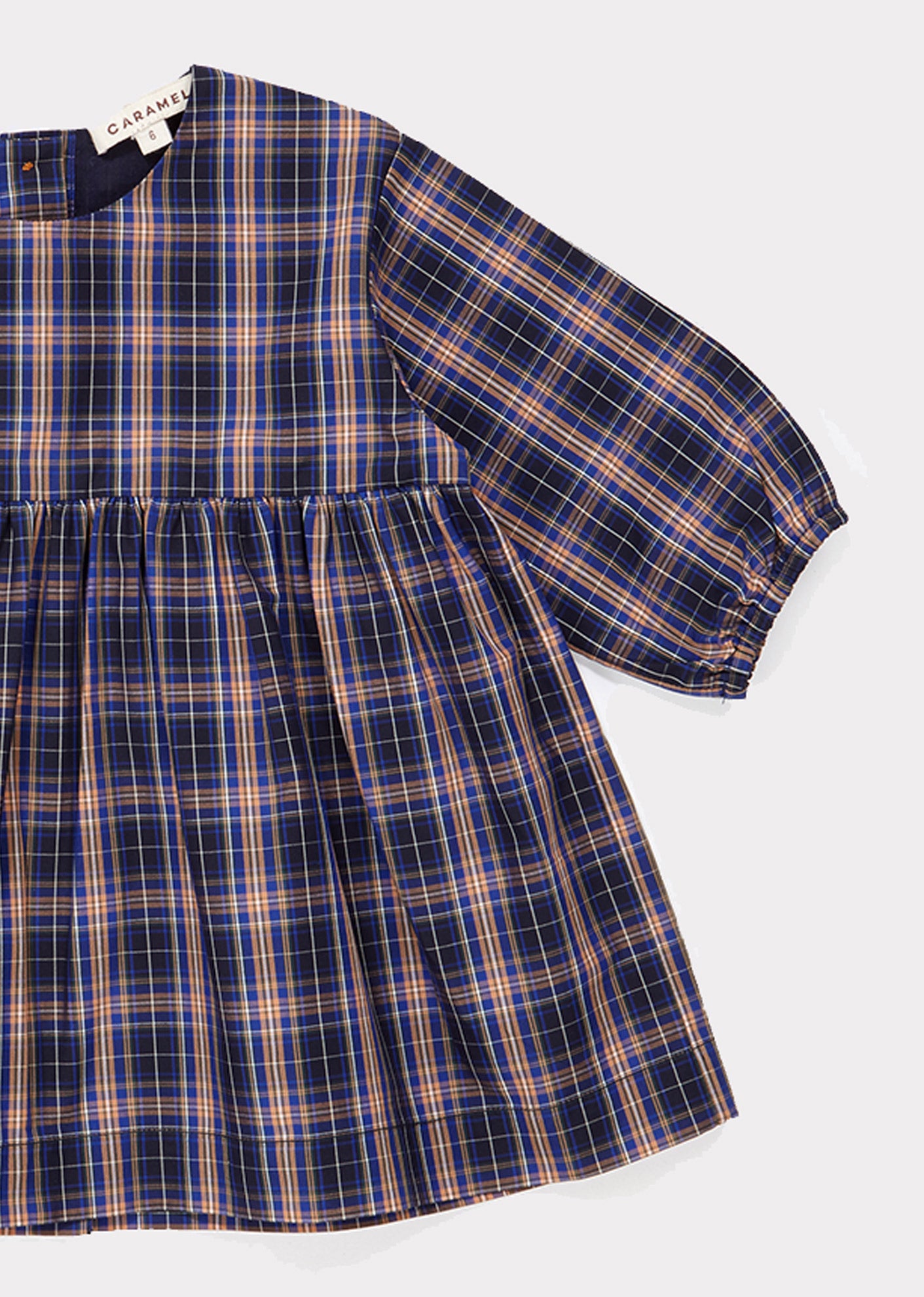 Baby Girls Navy Check Cotton Dress