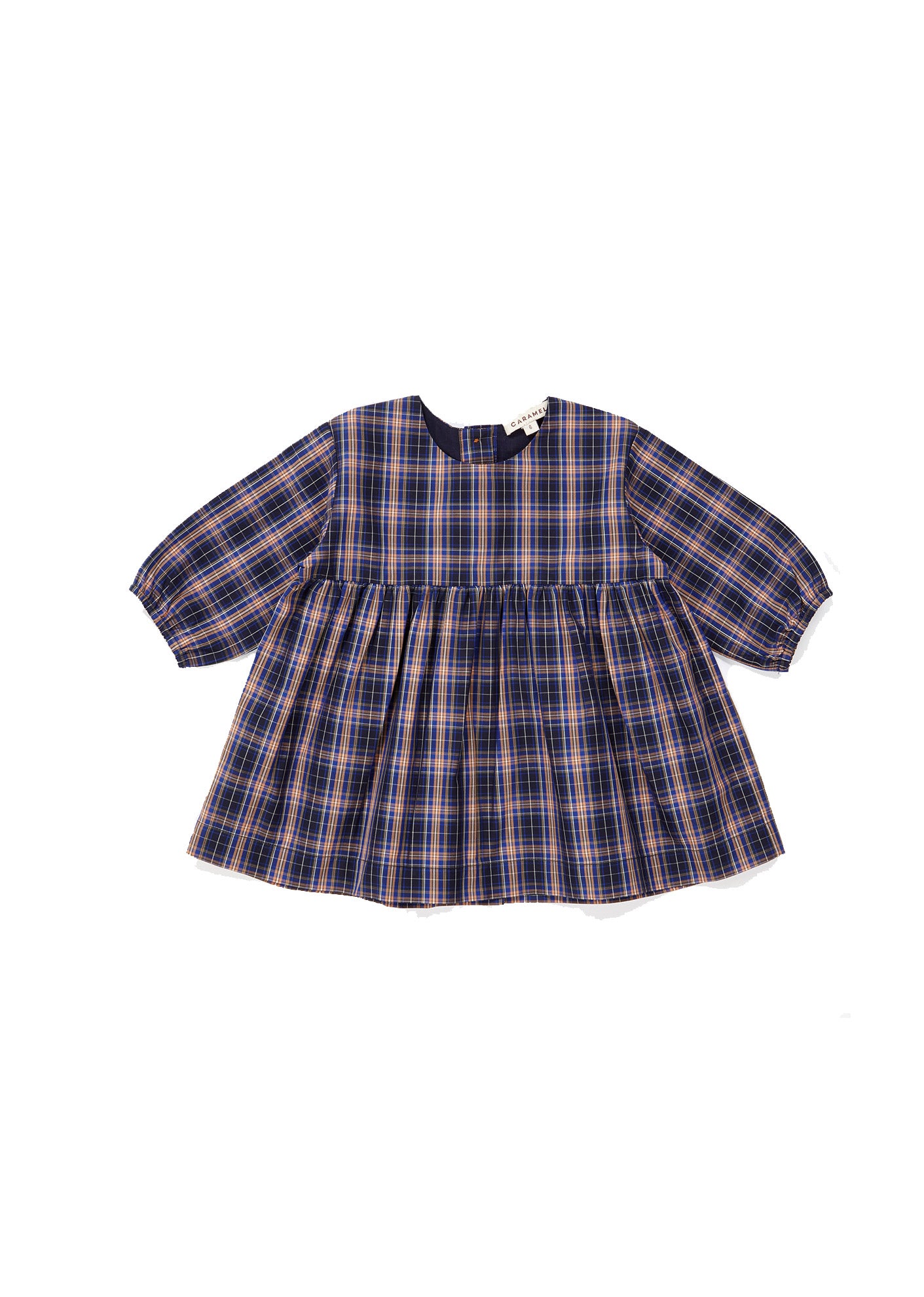 Baby Girls Navy Check Cotton Dress