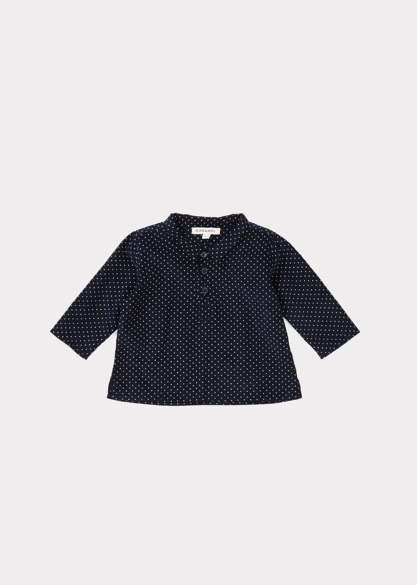 Baby Navy Babycord Dot Cotton Shirt
