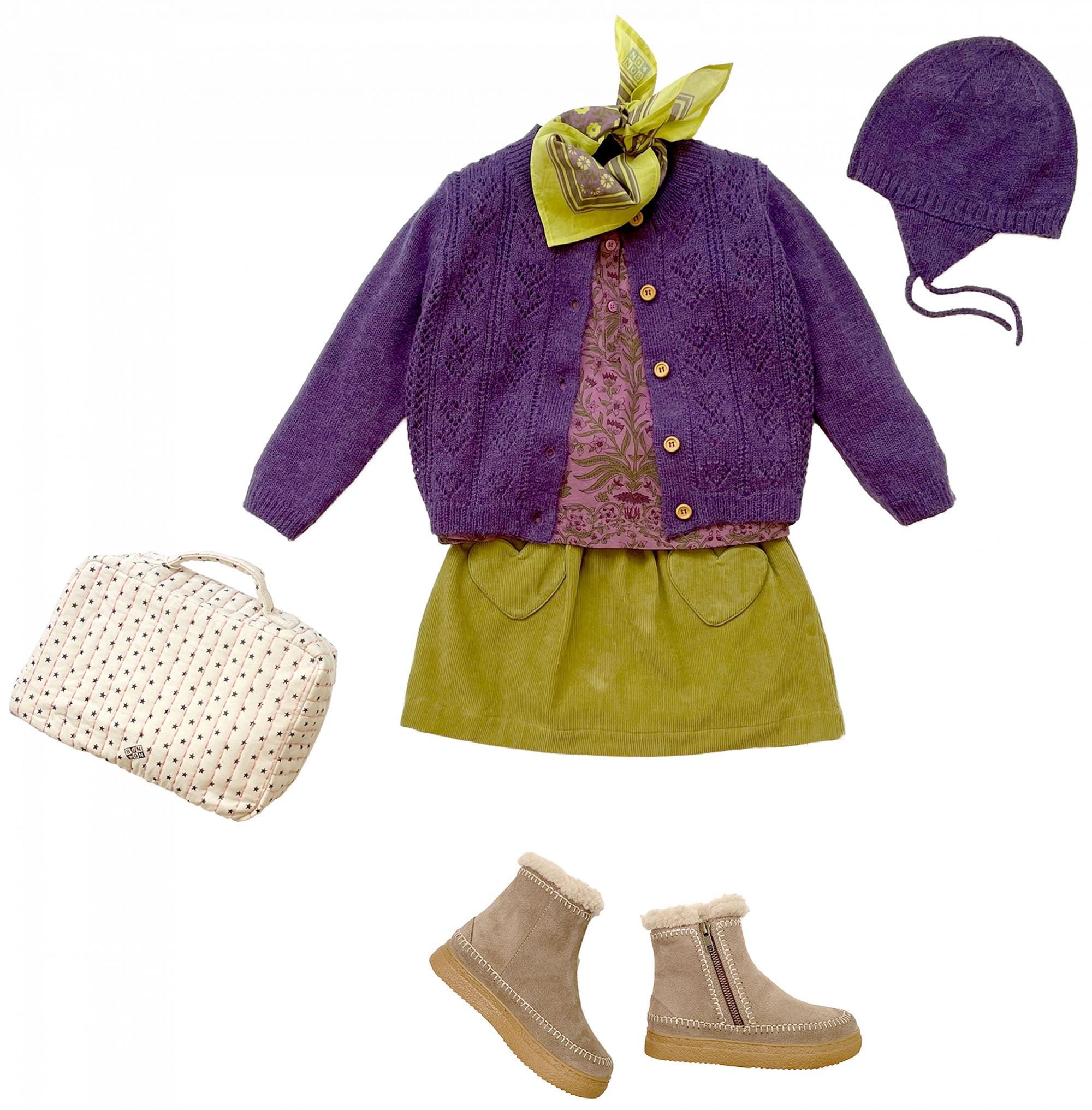 Girls Green Corduroy Skirt