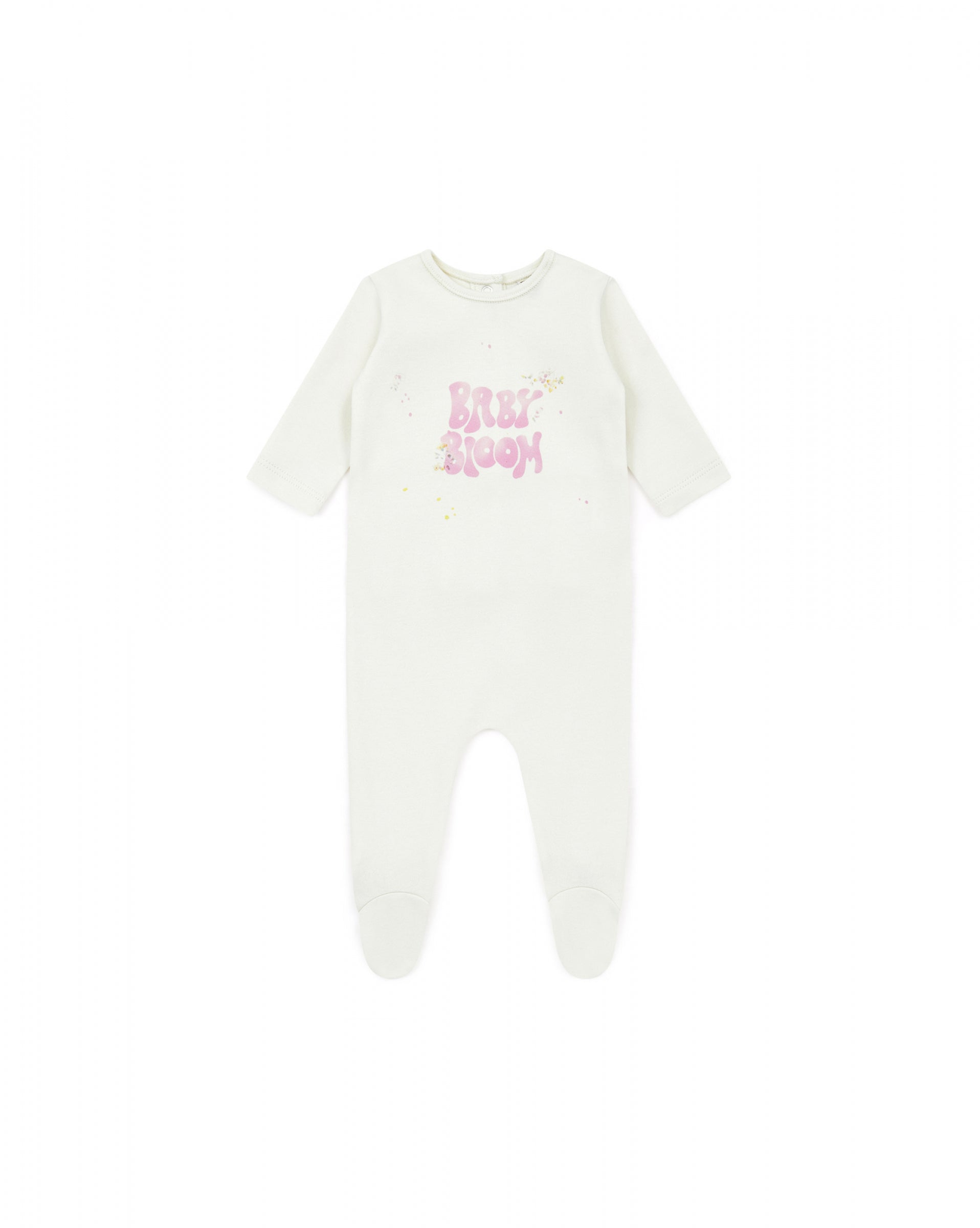 Baby Girls White Cotton Babysuit