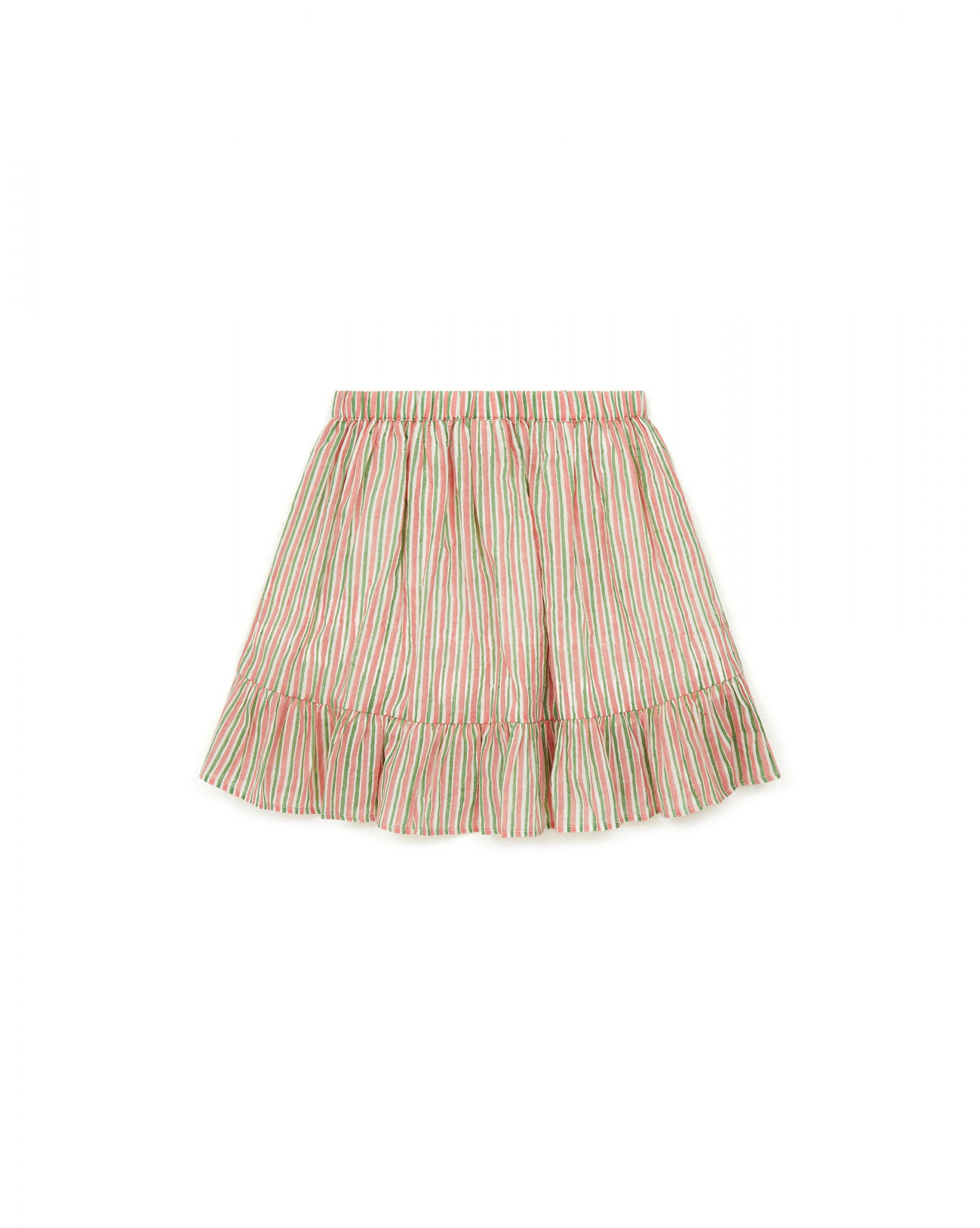 Girls Pink Stripe Cotton Skirt