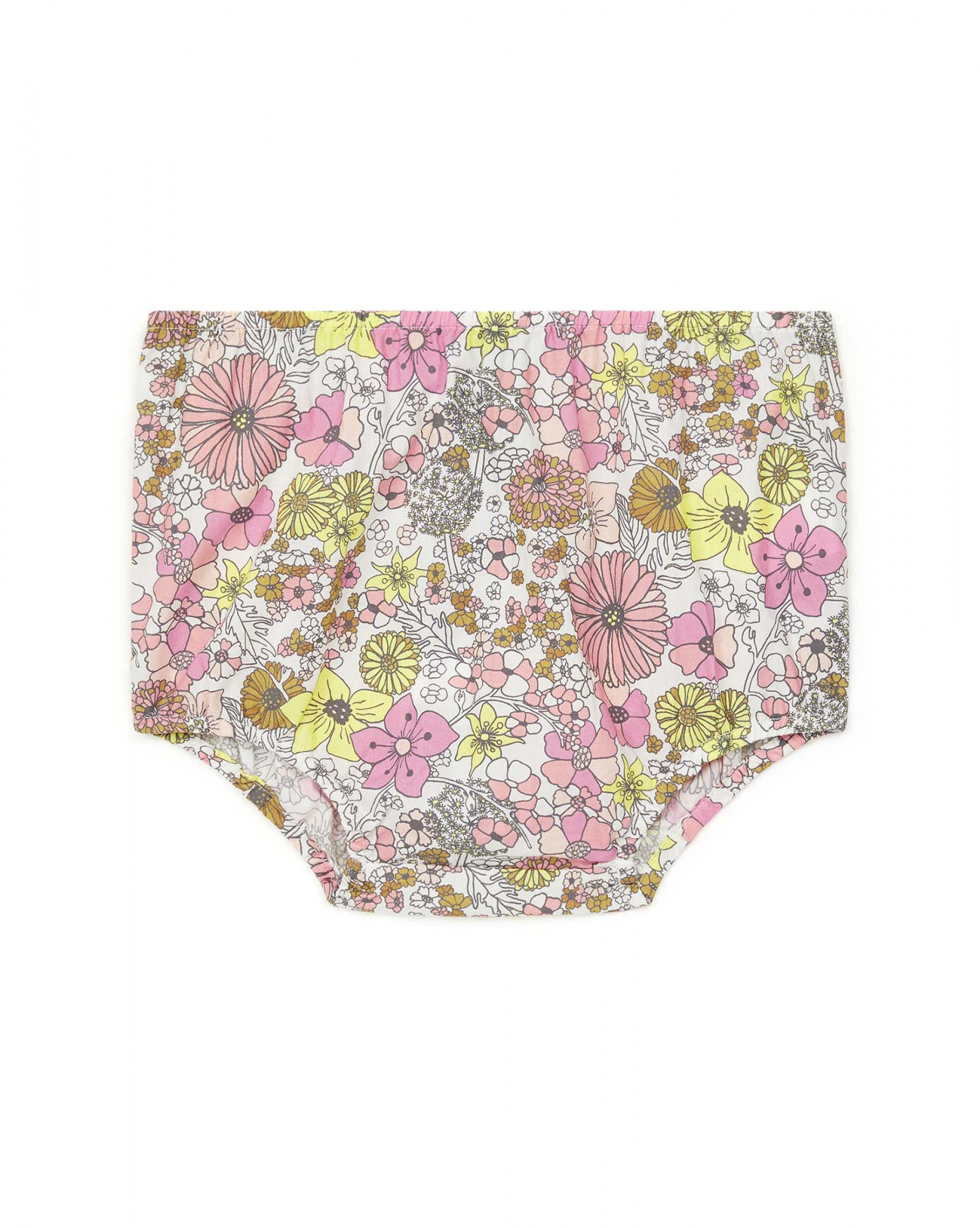 Baby Girls White Print Shorts