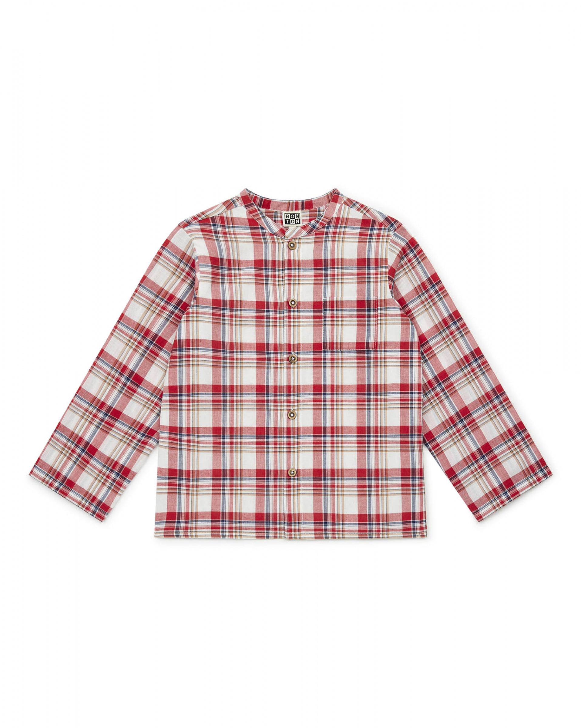 Boys & Girls Red Check Cotton Shirt