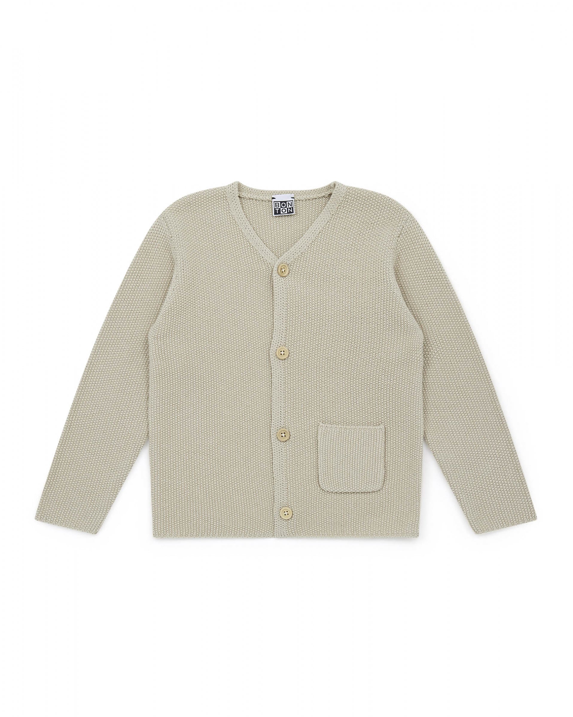 Boys Beige Cotton Cardigan