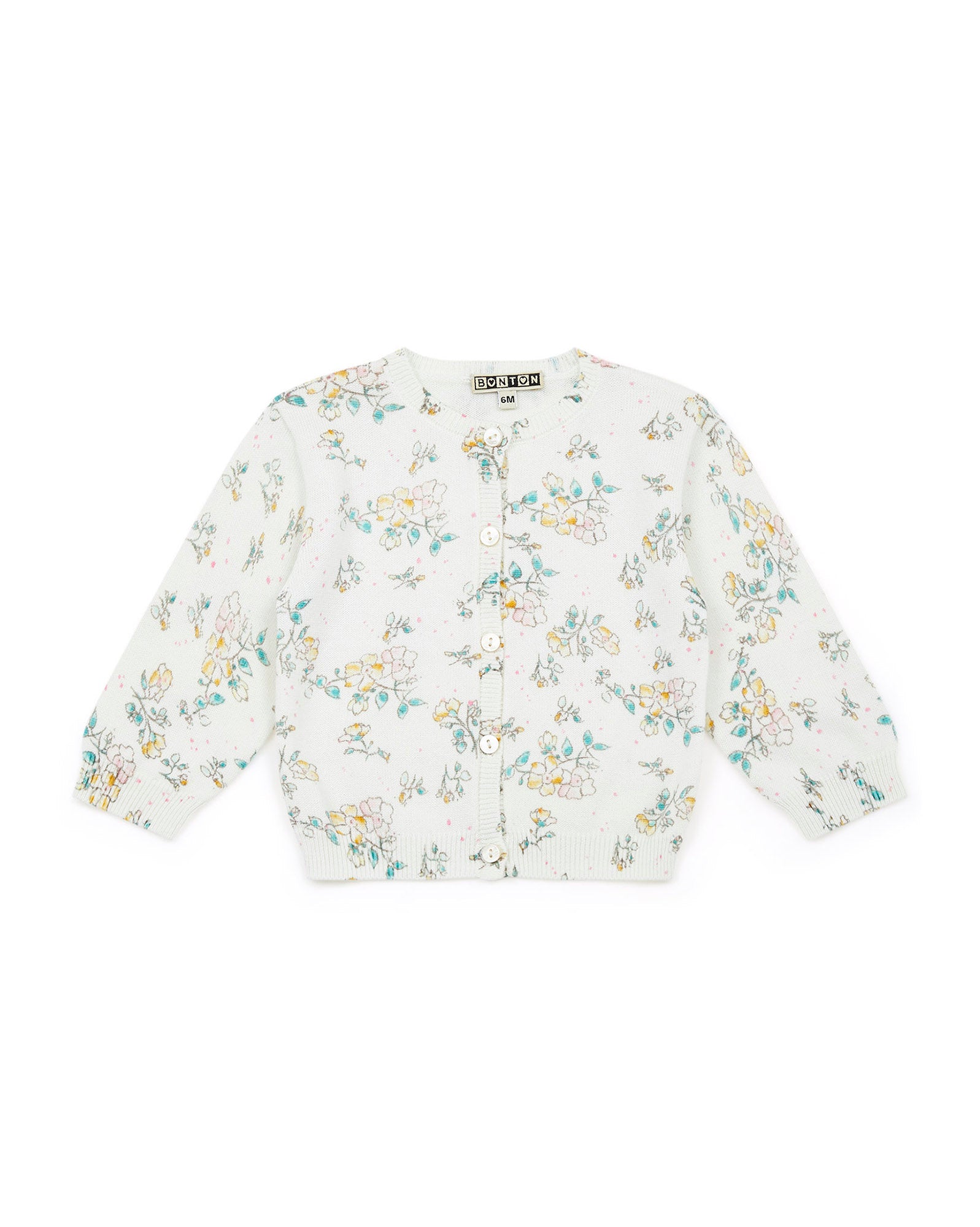 Baby Girls White Floral Cardigan