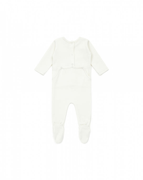 Baby Boys White Logo Cotton Babysuit