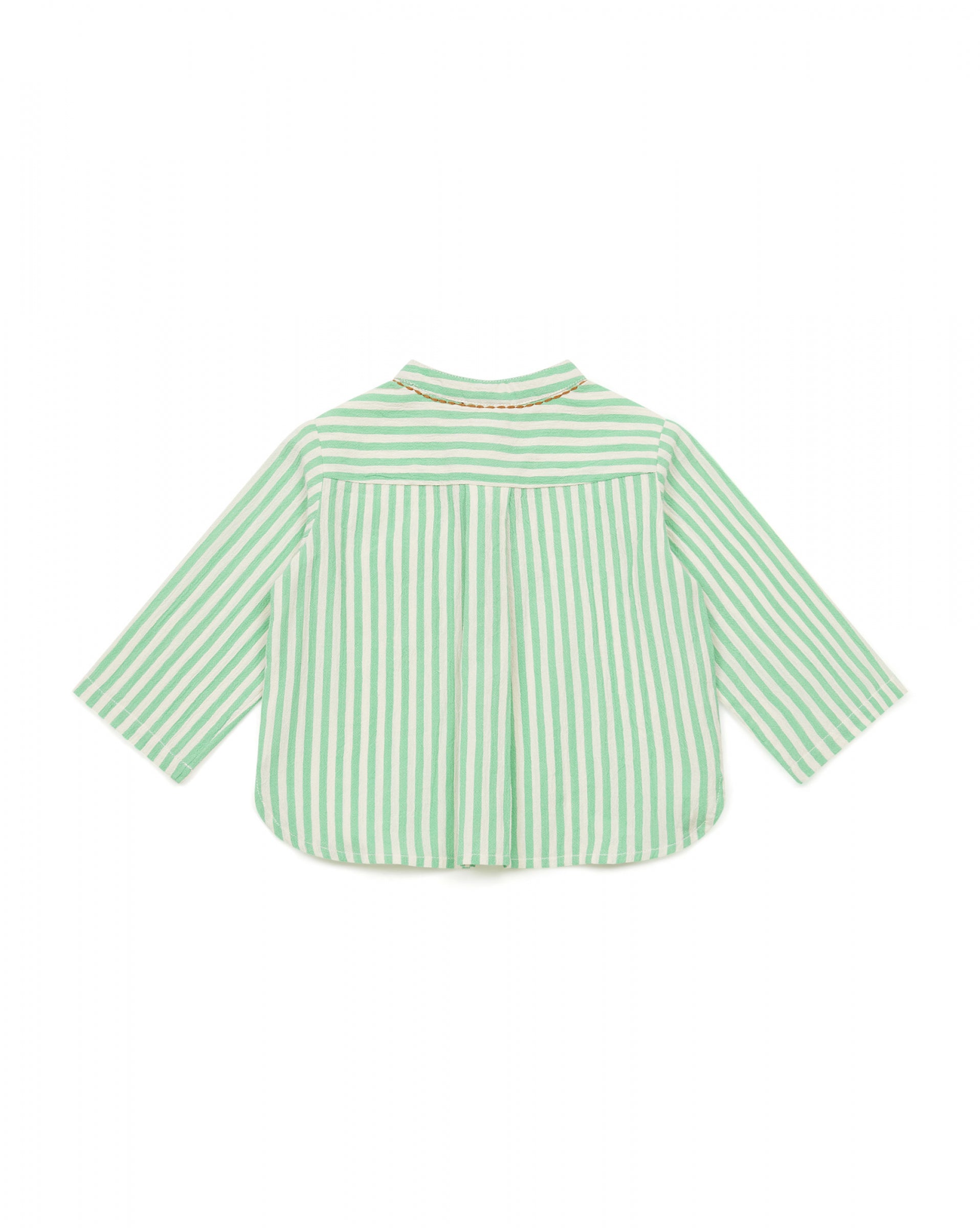 Baby Boys Green Stripes Cotton Shirt