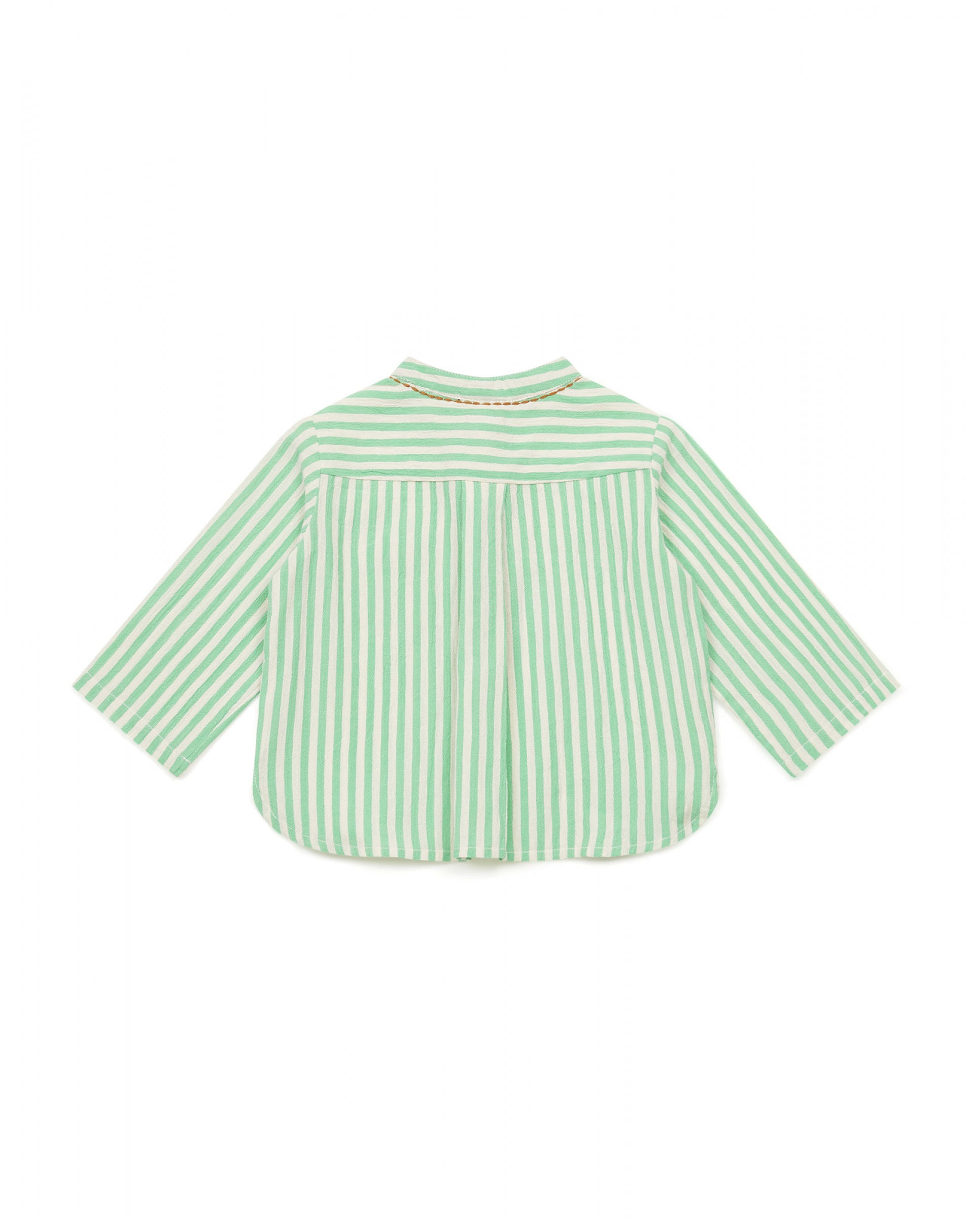 Baby Boys Green Stripes Cotton Shirt