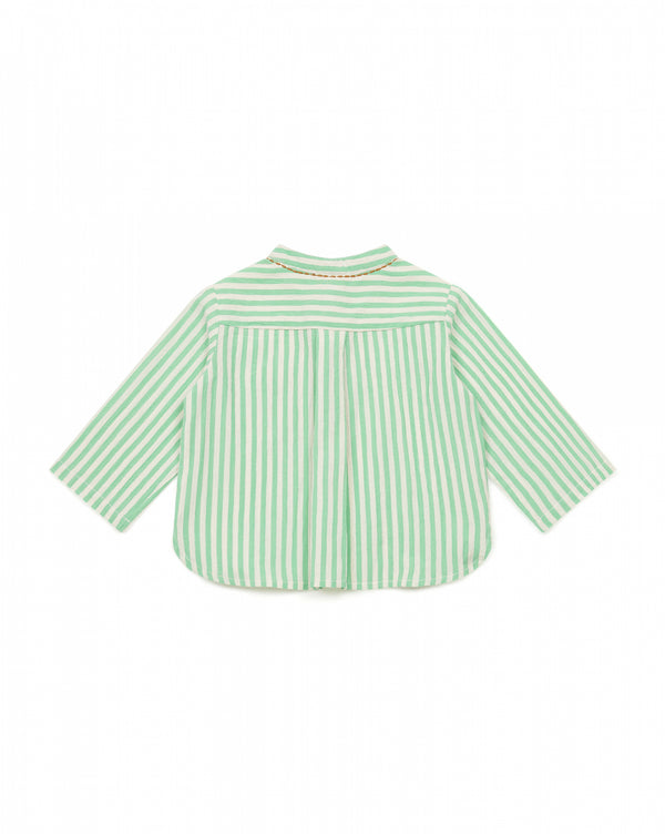 Baby Boys Green Stripes Cotton Shirt