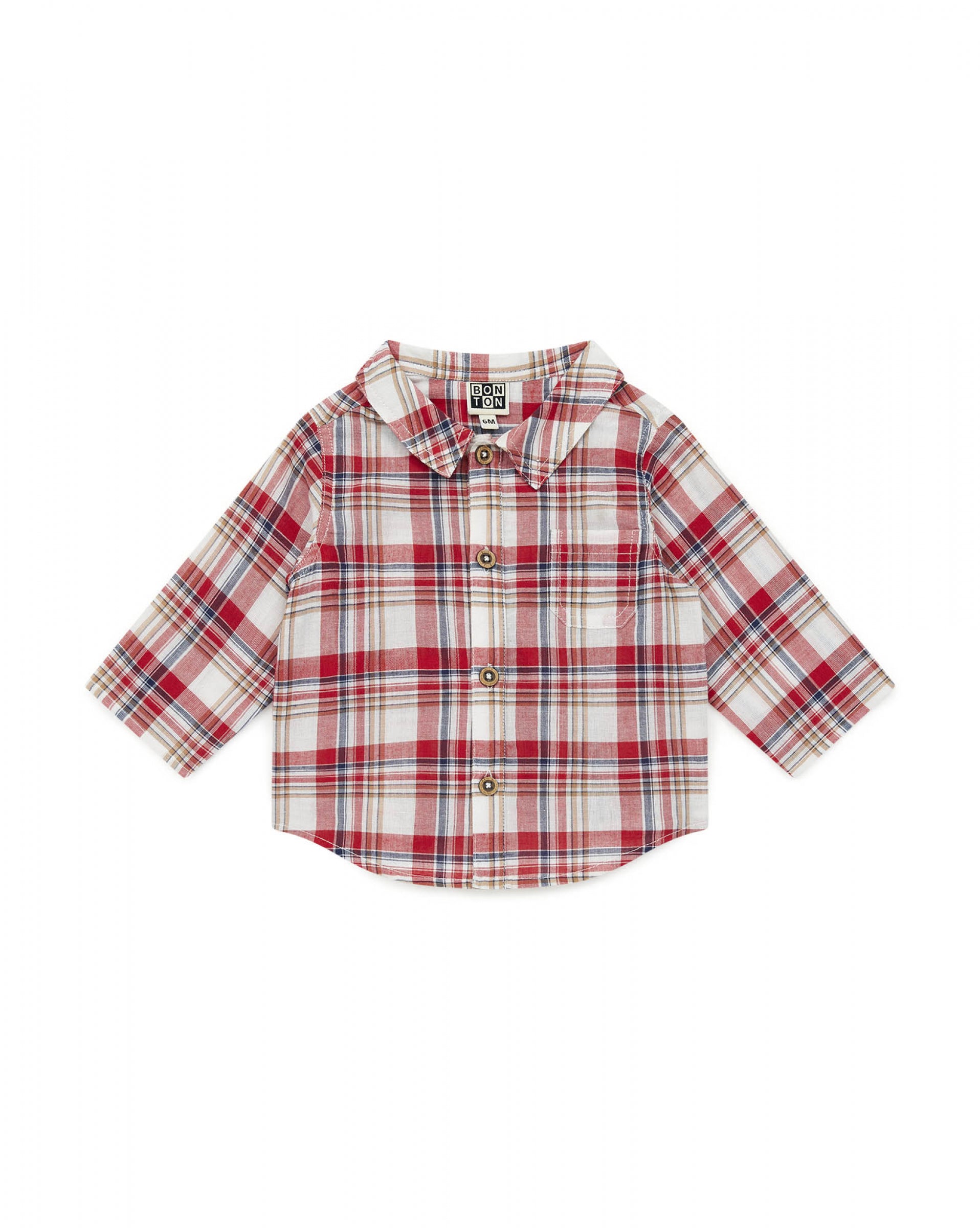 Baby Boys Red Check Cotton Shirt