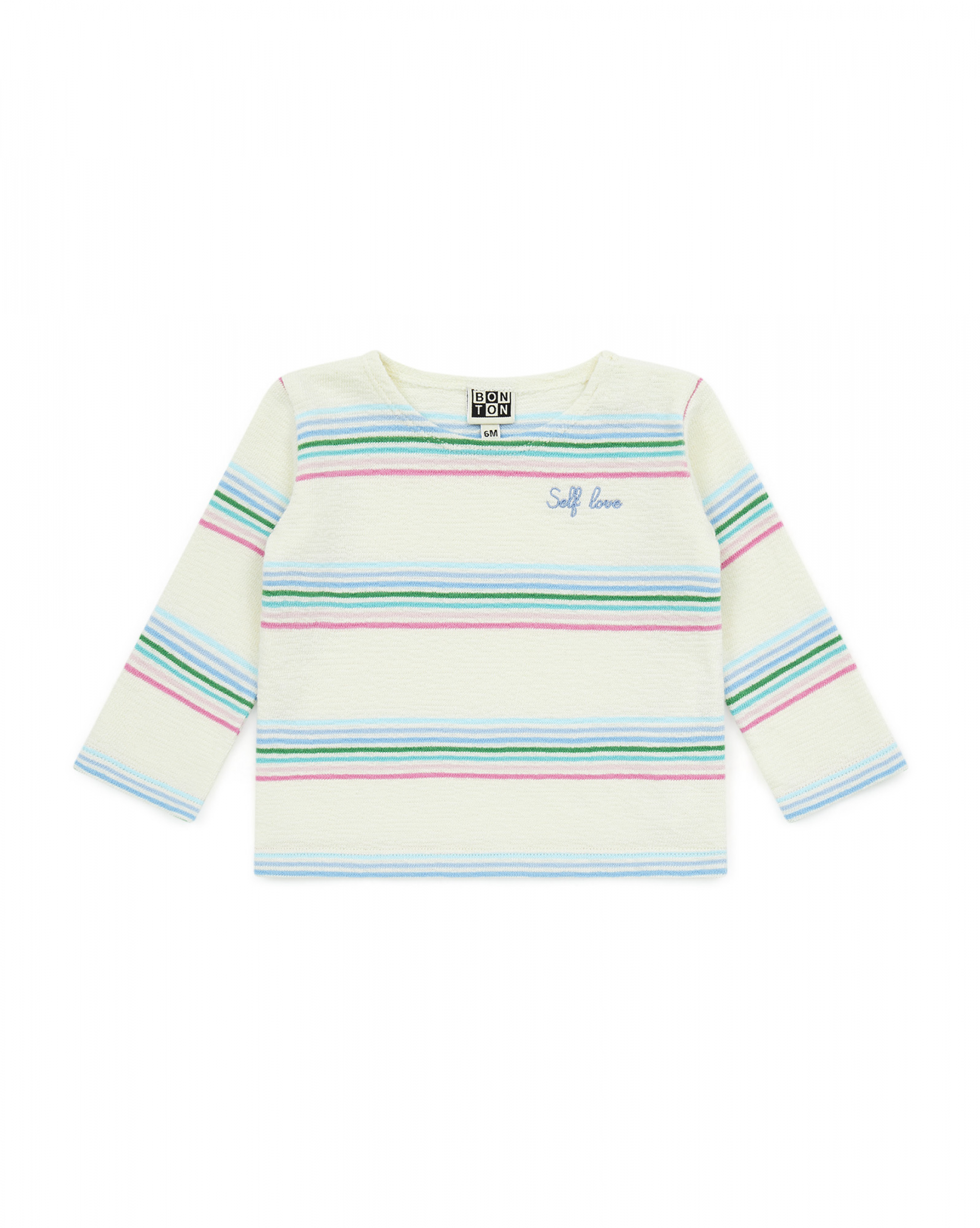 Baby Girls White Stripes Cotton T-Shirt