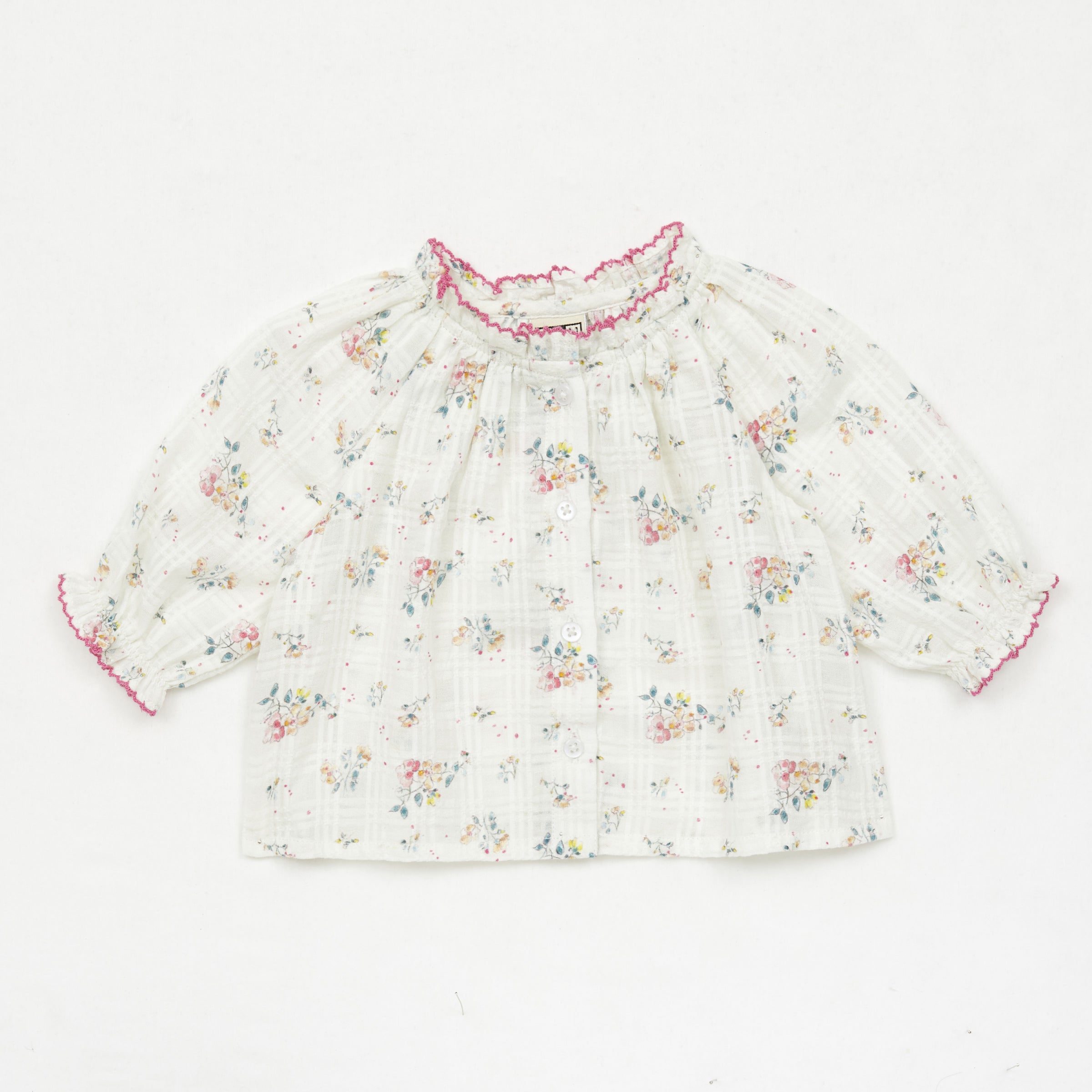 Baby Girls White Floral Cotton Top