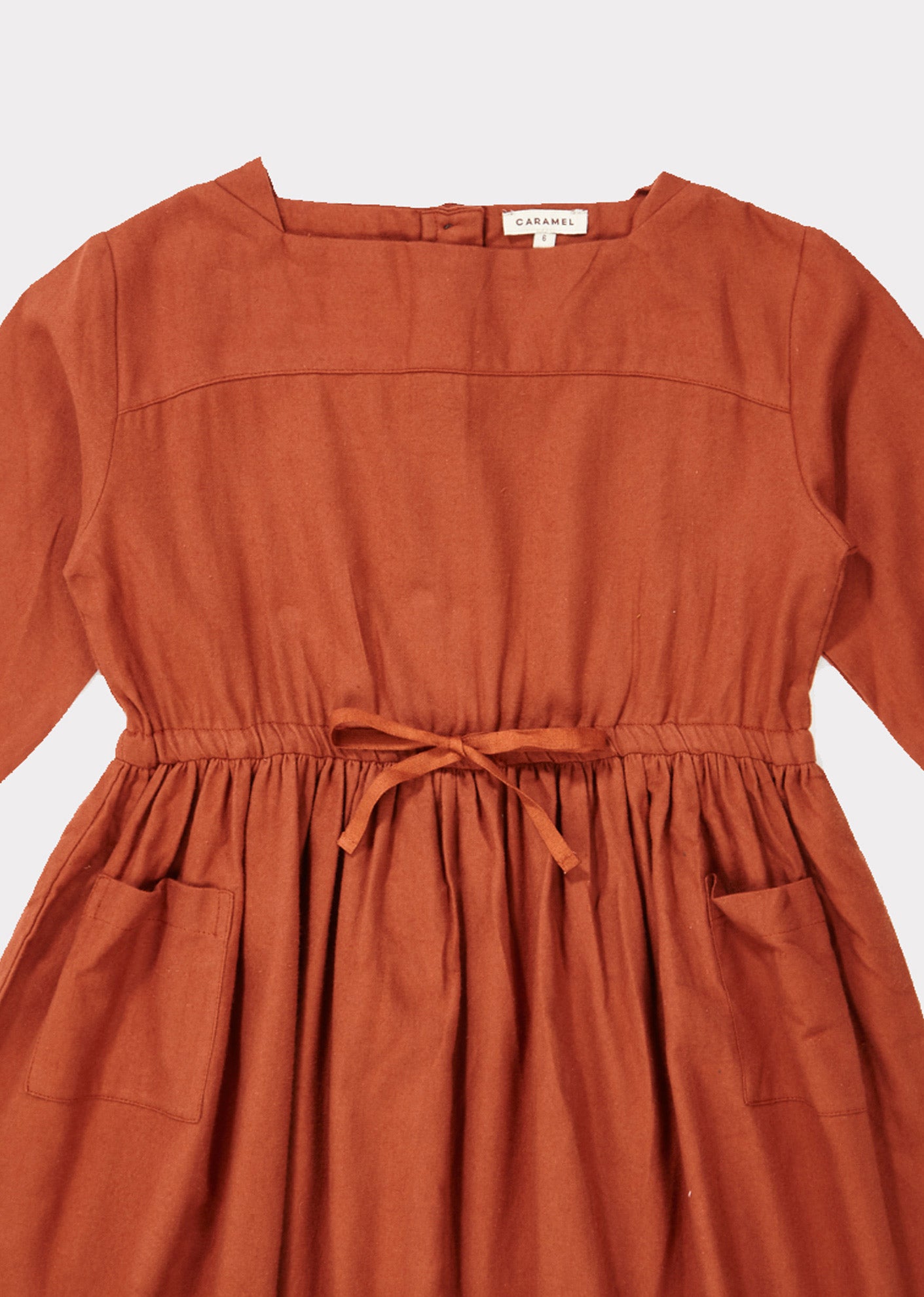 Girls Caramel Waist Cotton Dress