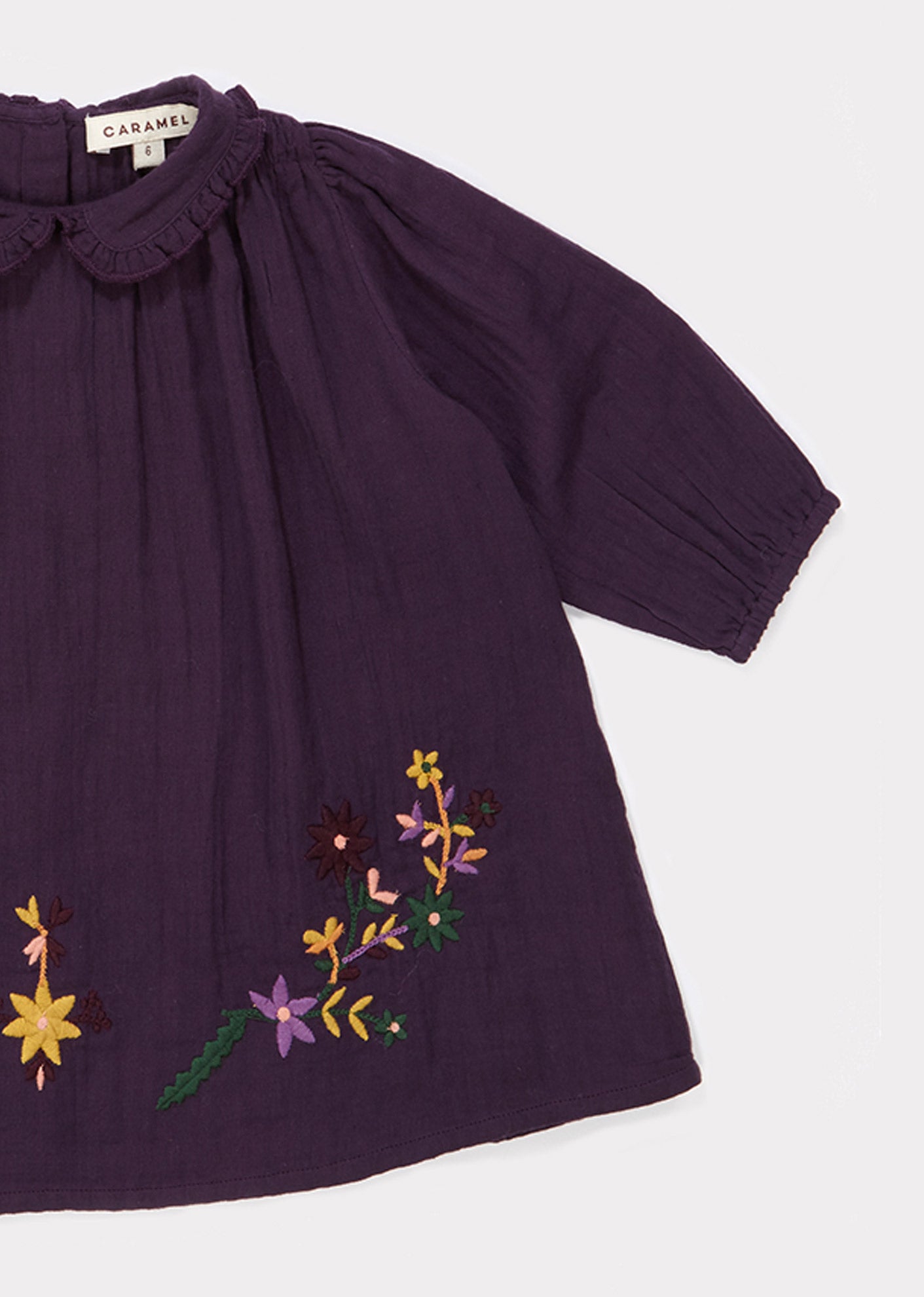 Baby Girls Purple Embroidered Cotton Dress