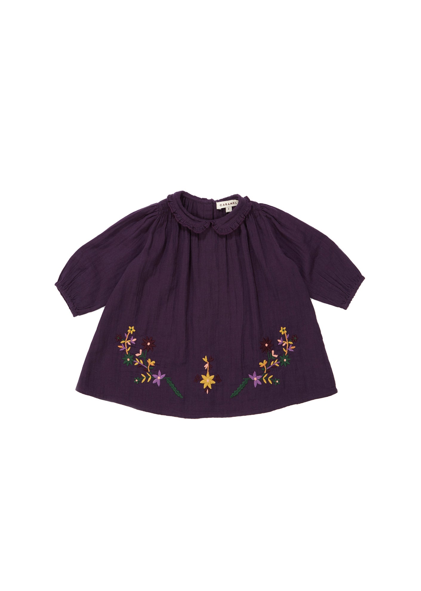 Baby Girls Purple Embroidered Cotton Dress