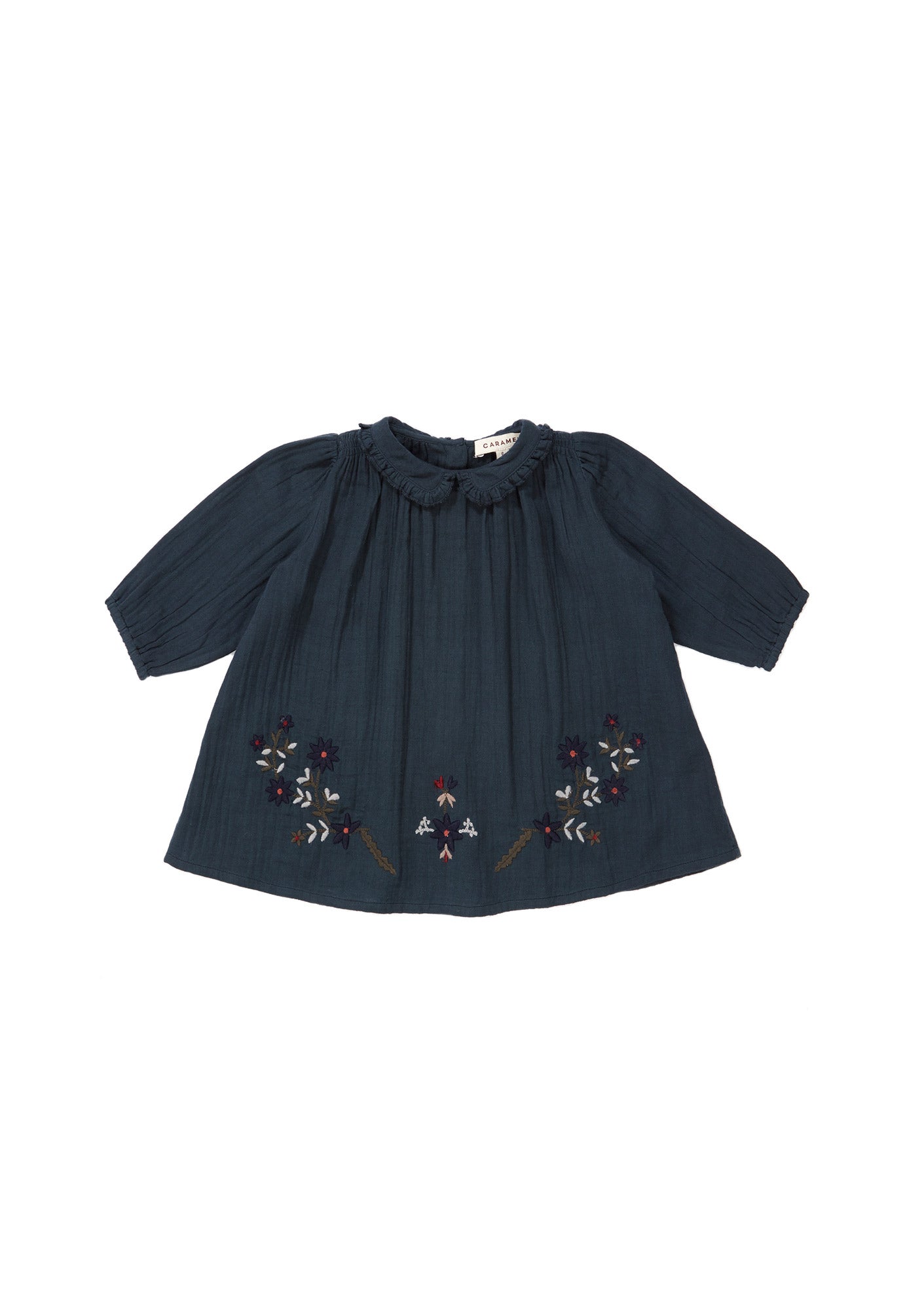 Baby Girls Dark Slate Embroidered Cotton Dress