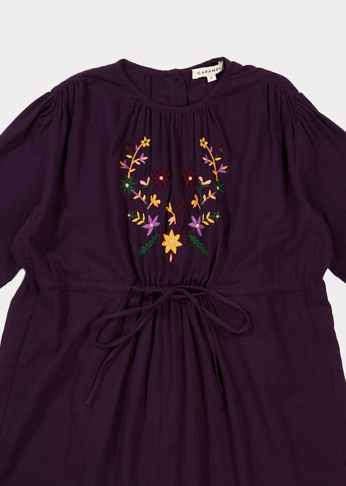 Girls Purple Embroidered Cotton Dress