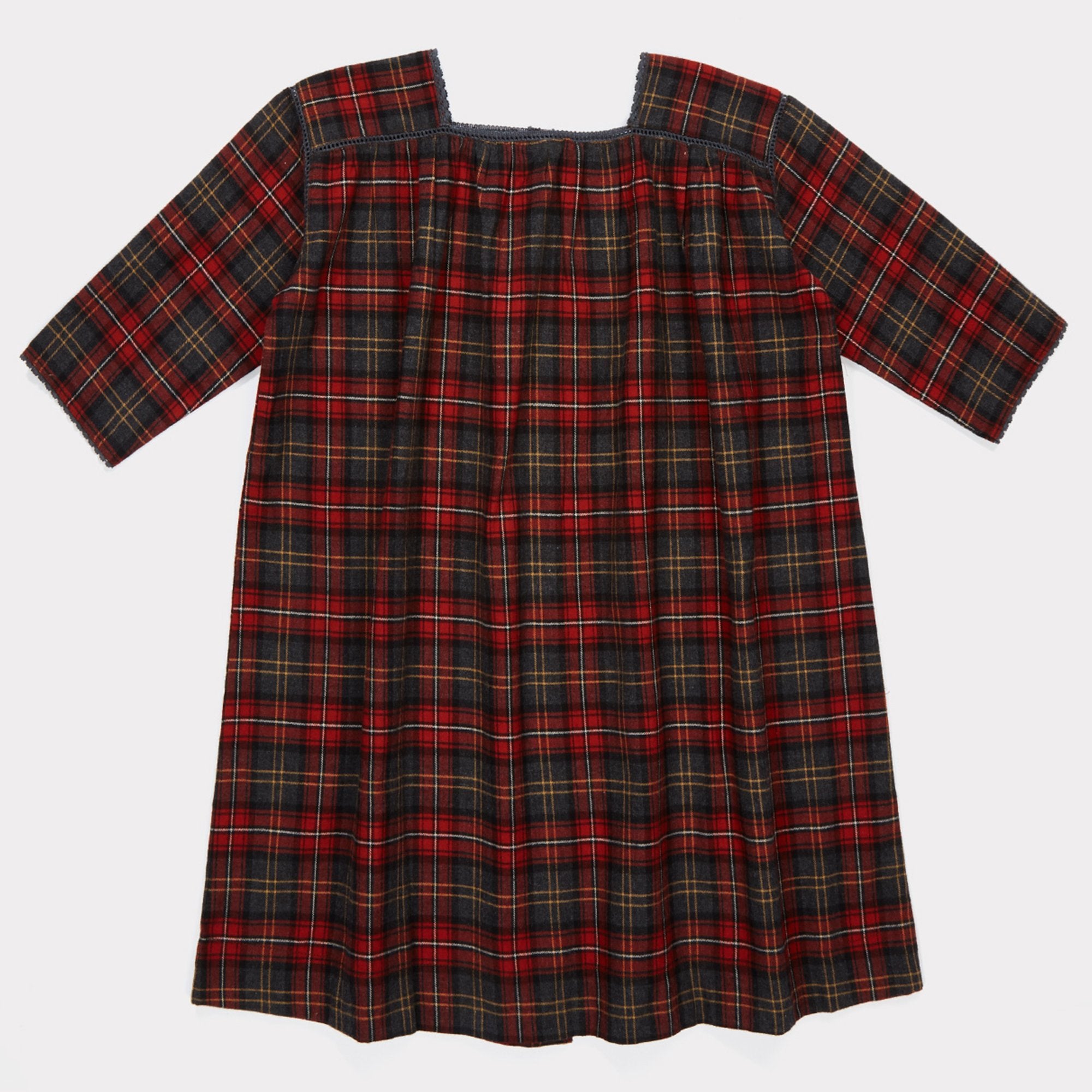 Girls Tartan Red Check Cotton Dress