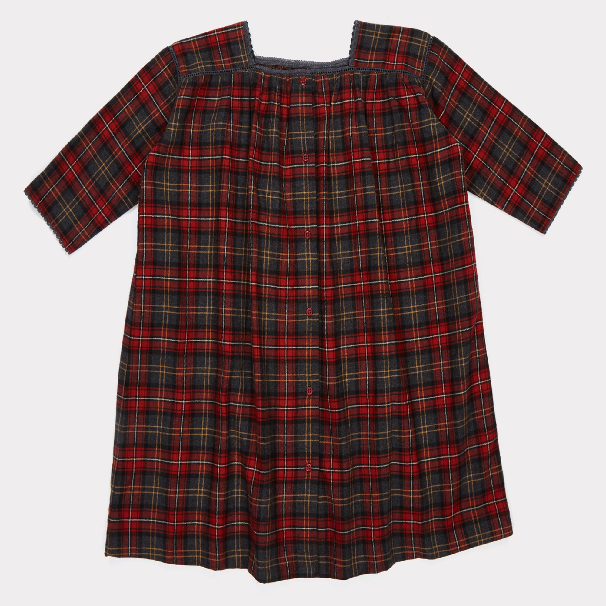 Girls Tartan Red Check Cotton Dress