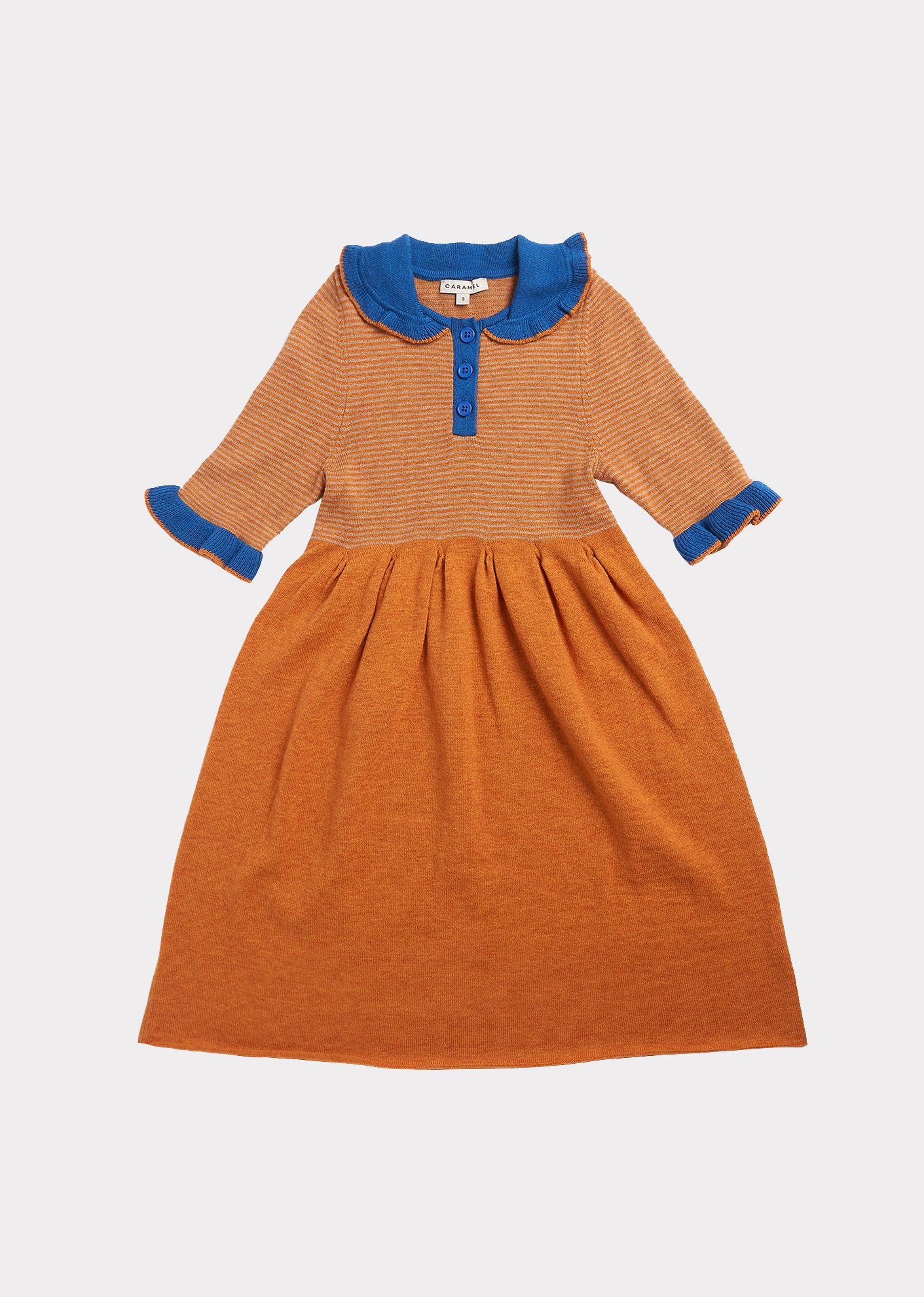 Girls Caramel Knit Cotton Dress