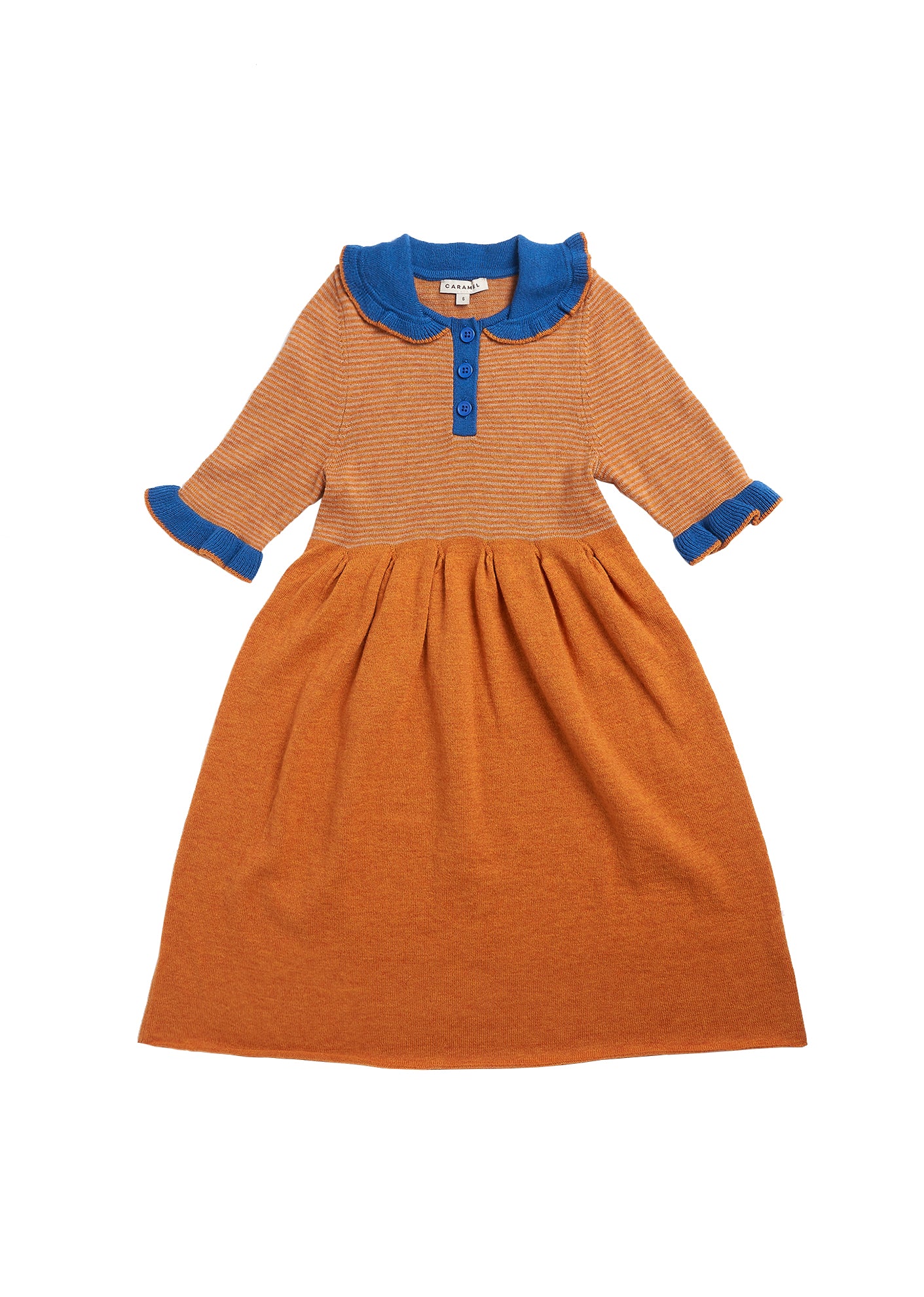 Girls Caramel Knit Cotton Dress