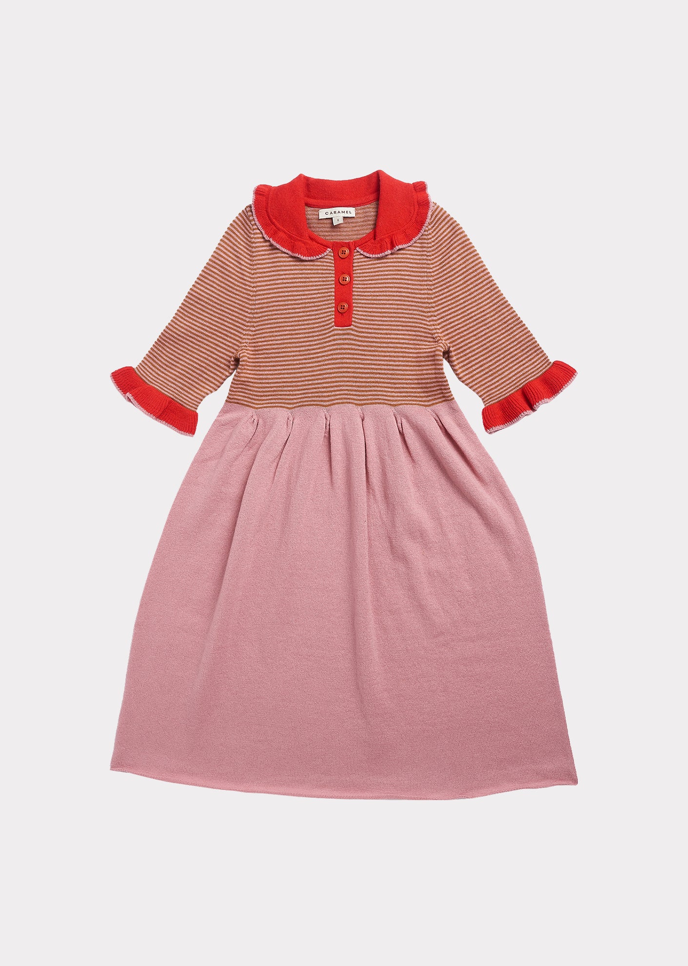 Girls Pink Stripe Knit Cotton Dress