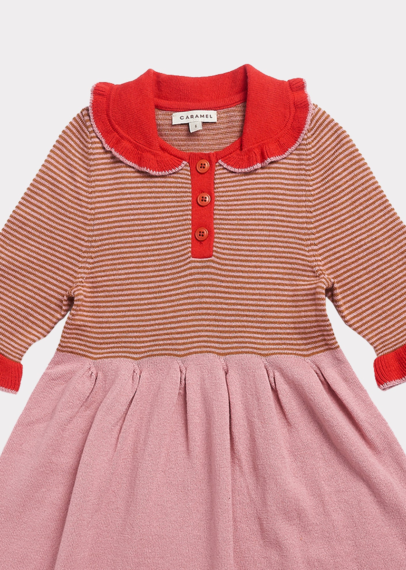 Girls Pink Stripe Knit Cotton Dress