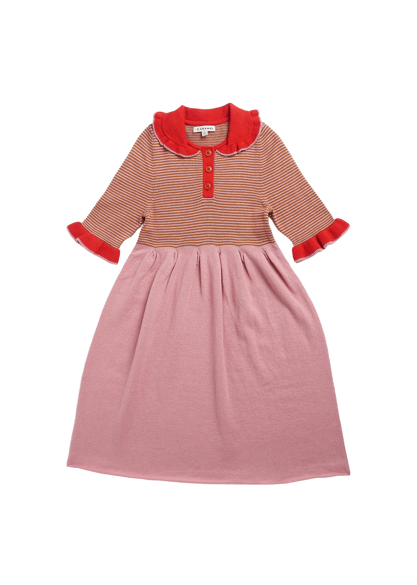 Girls Pink Stripe Knit Cotton Dress